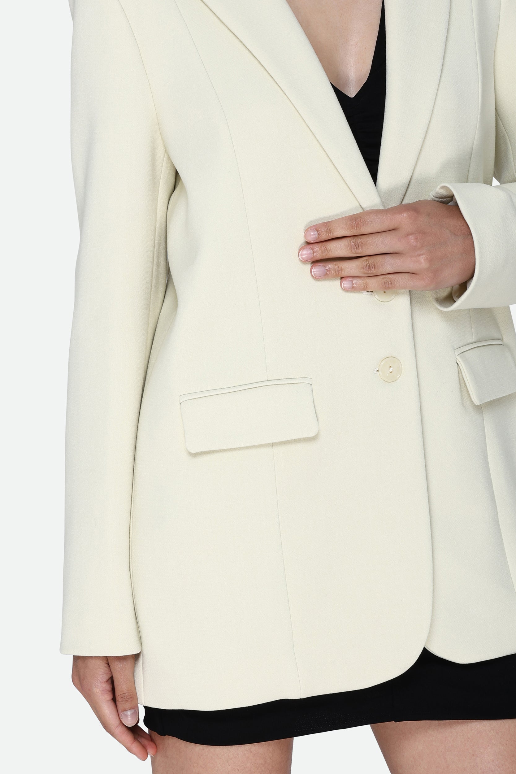 Patrizia Pepe Single Breasted Cream Blazer