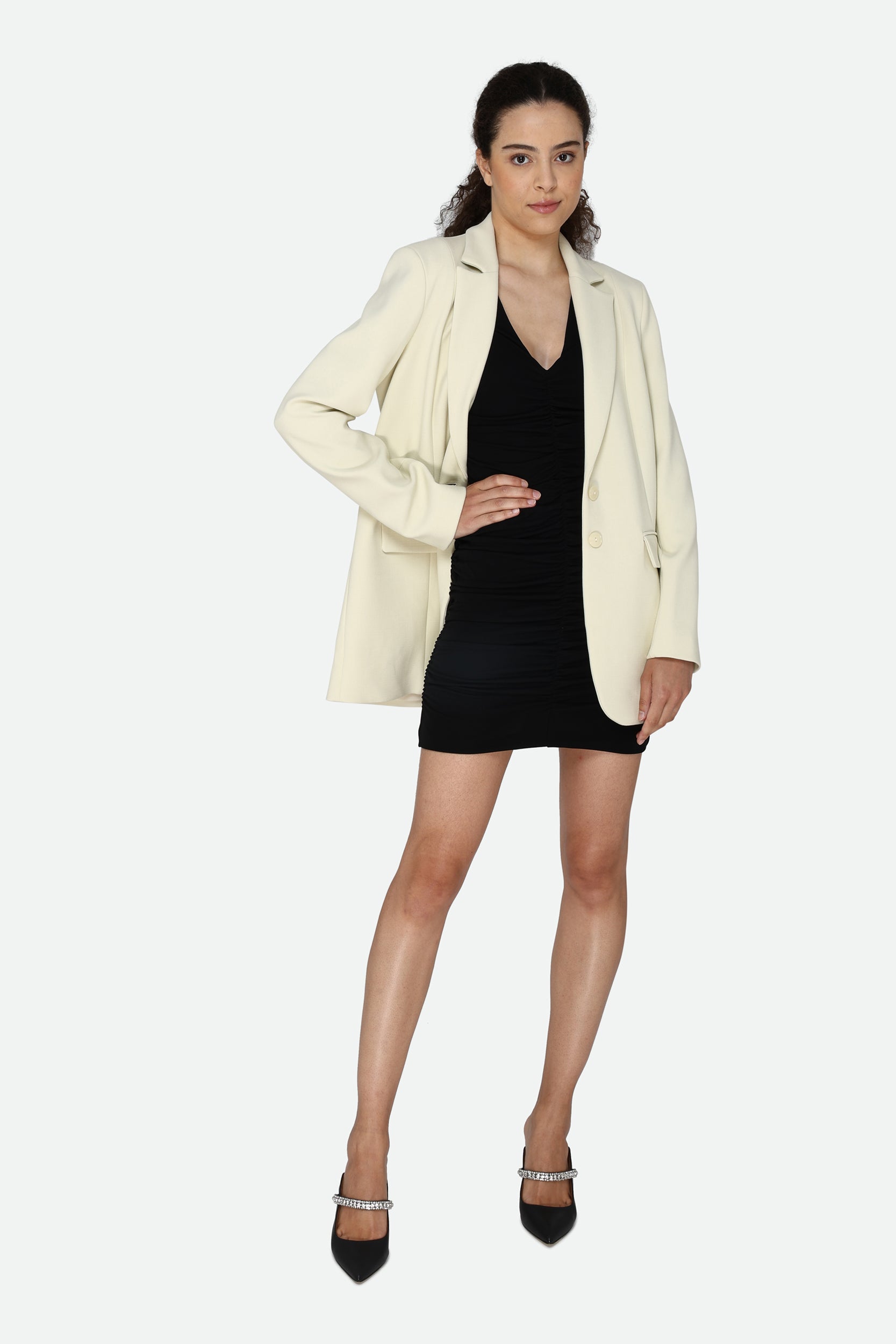 Patrizia Pepe Single Breasted Cream Blazer