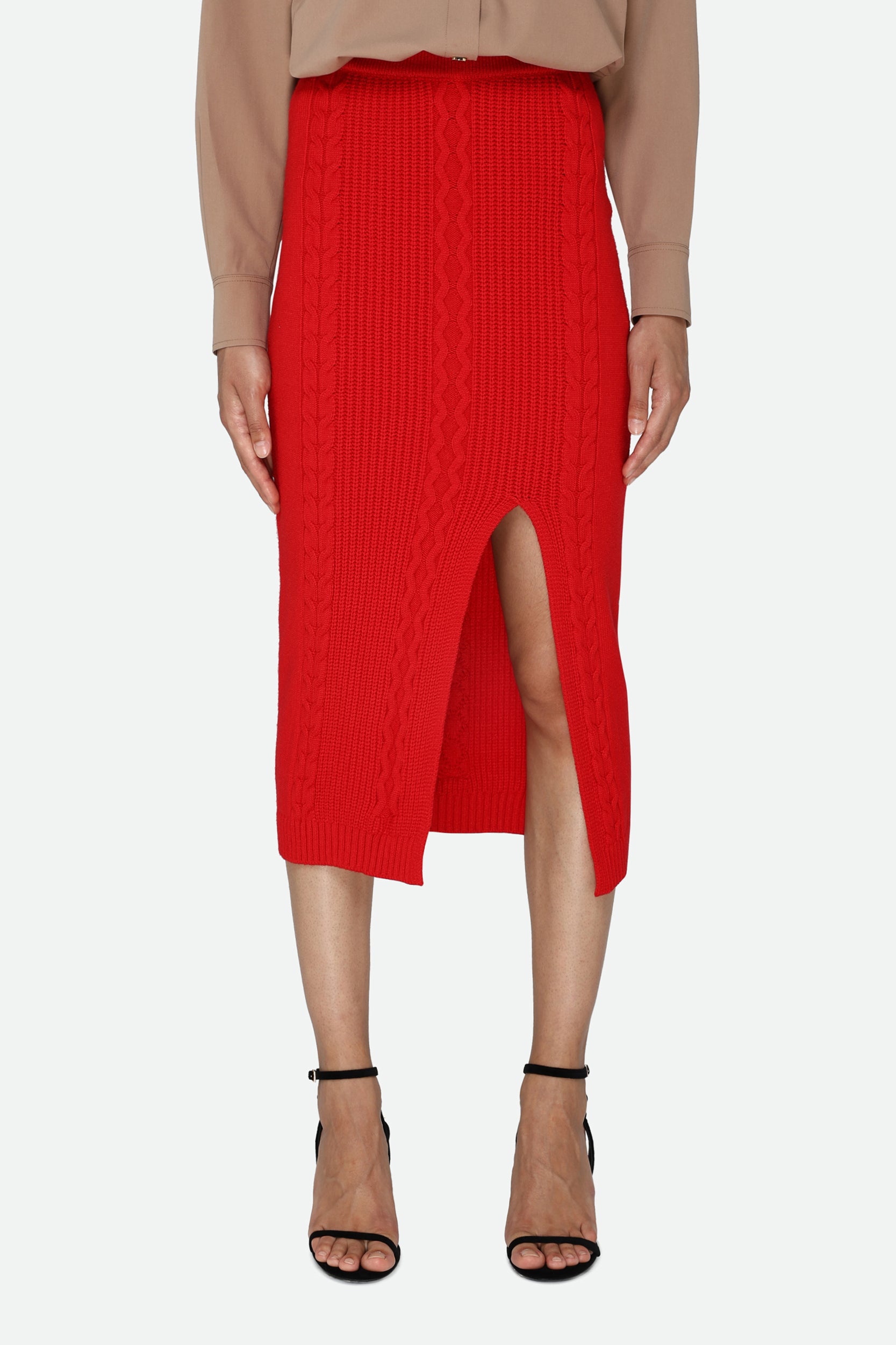 Patrizia Pepe Red Midi Skirt