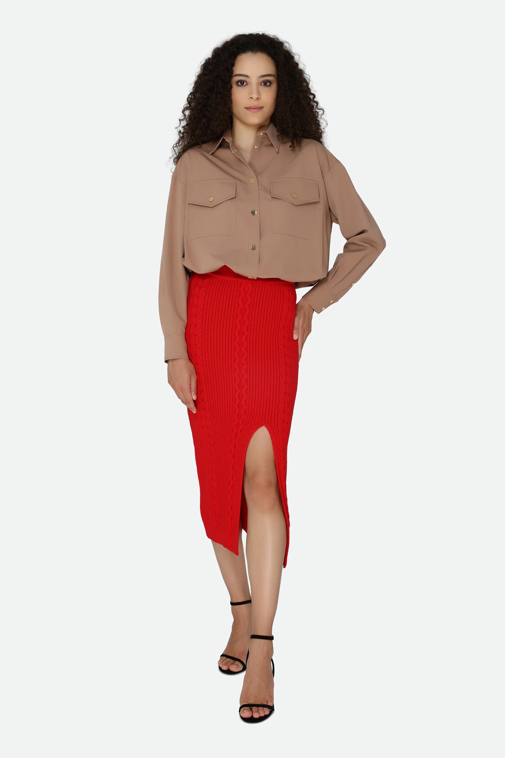 Patrizia Pepe Red Midi Skirt