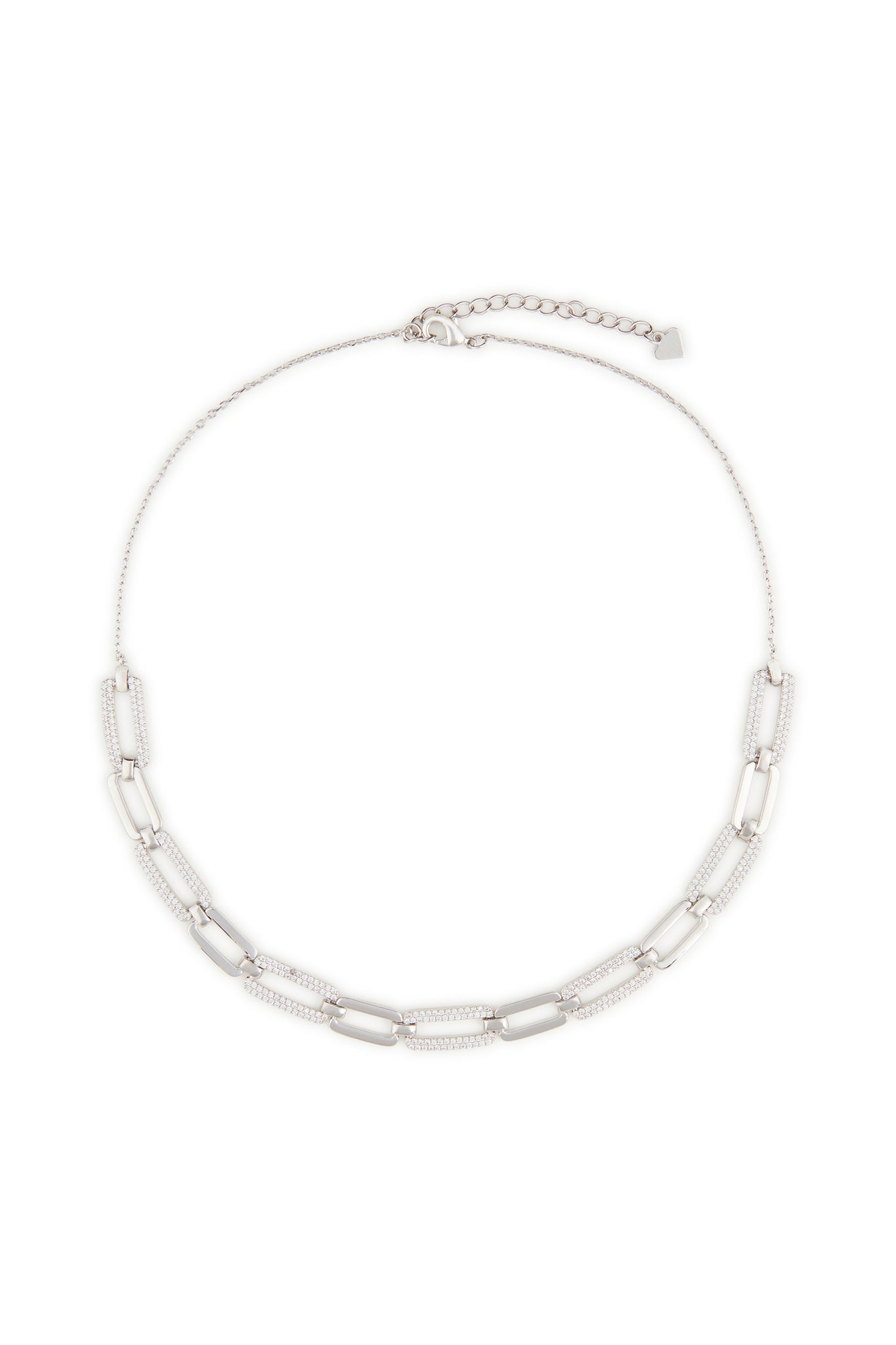 MELUSINA BIJOUX Rhodium Chain Necklace with Zirconia