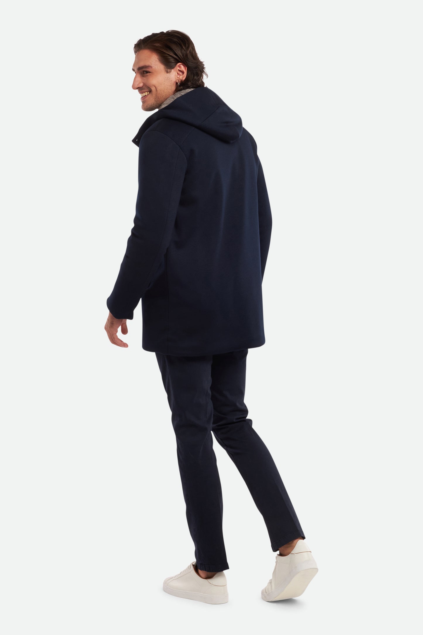 ESEMPLARE Parka Blu in scuba con eco pelliccia