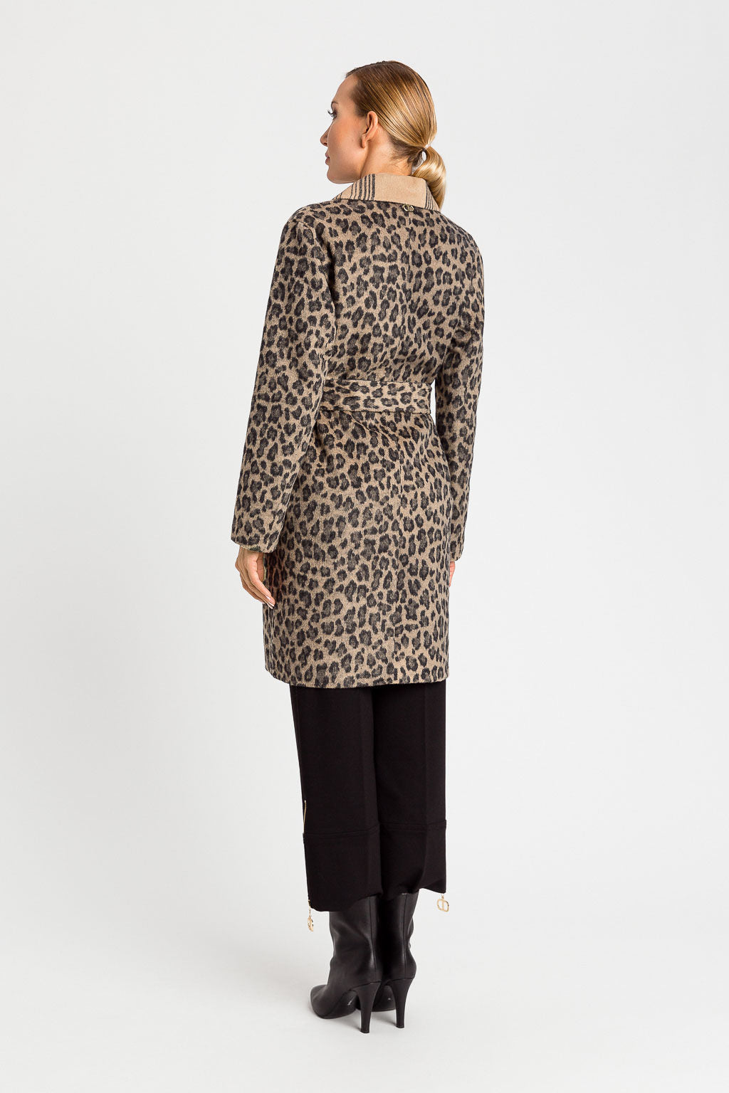 Twinset Cappotto Reversibile Leopardato Beige