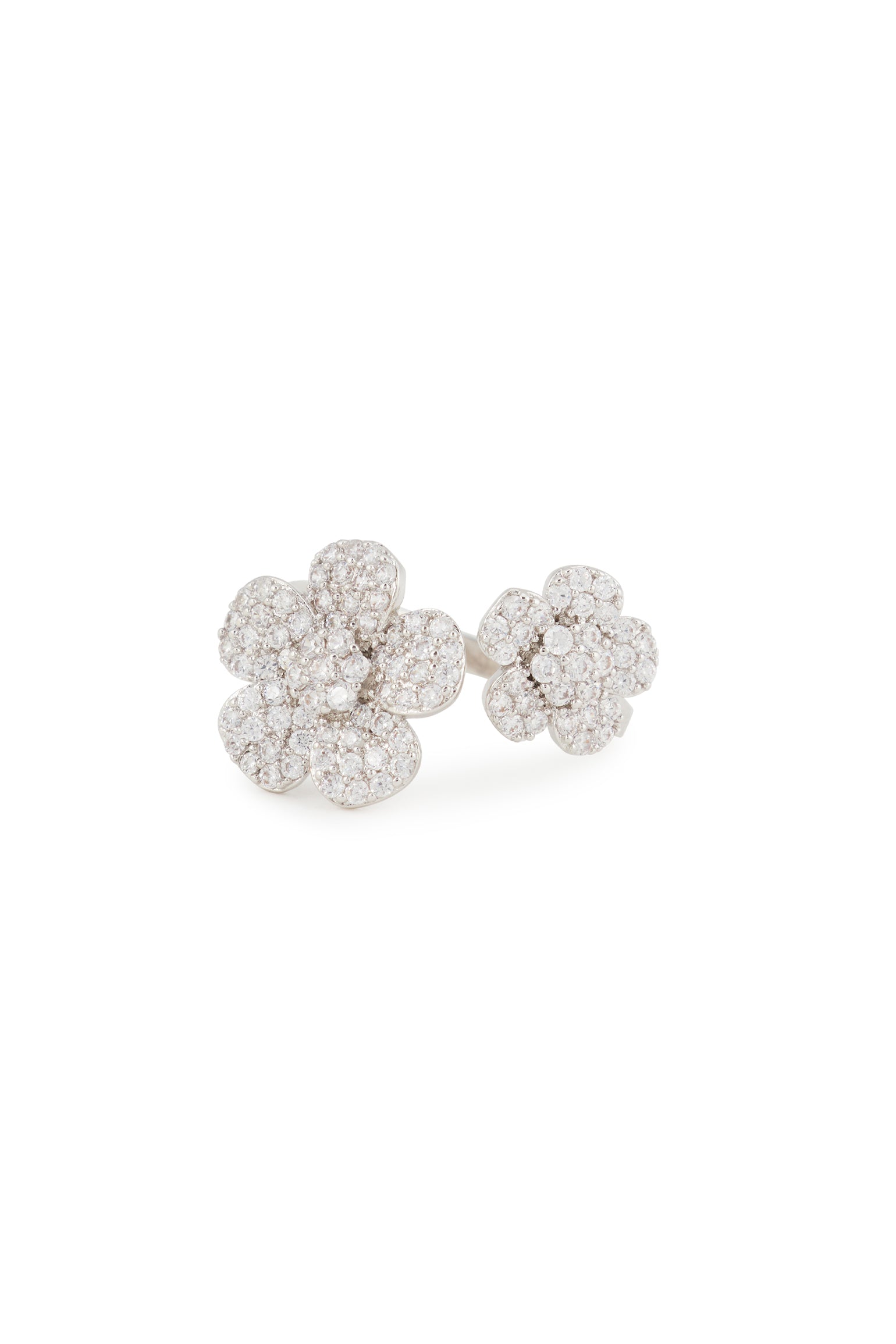 MELUSINA BIJOUX Rhodium Double Flower Ring