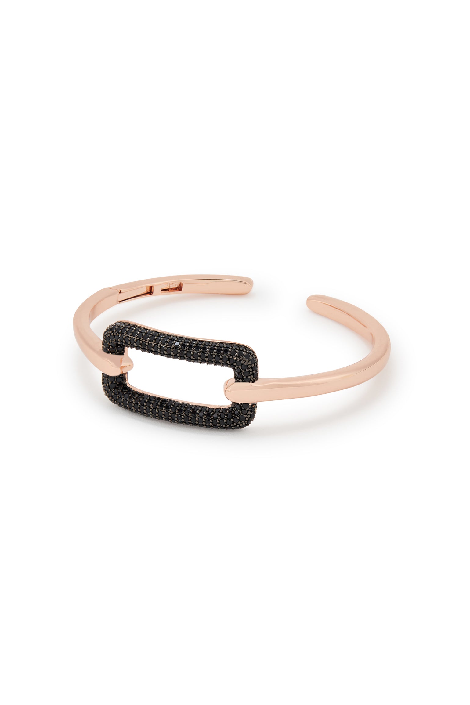 MELUSINA BIJOUX Rigid Gold Bracelet with Black Zircons
