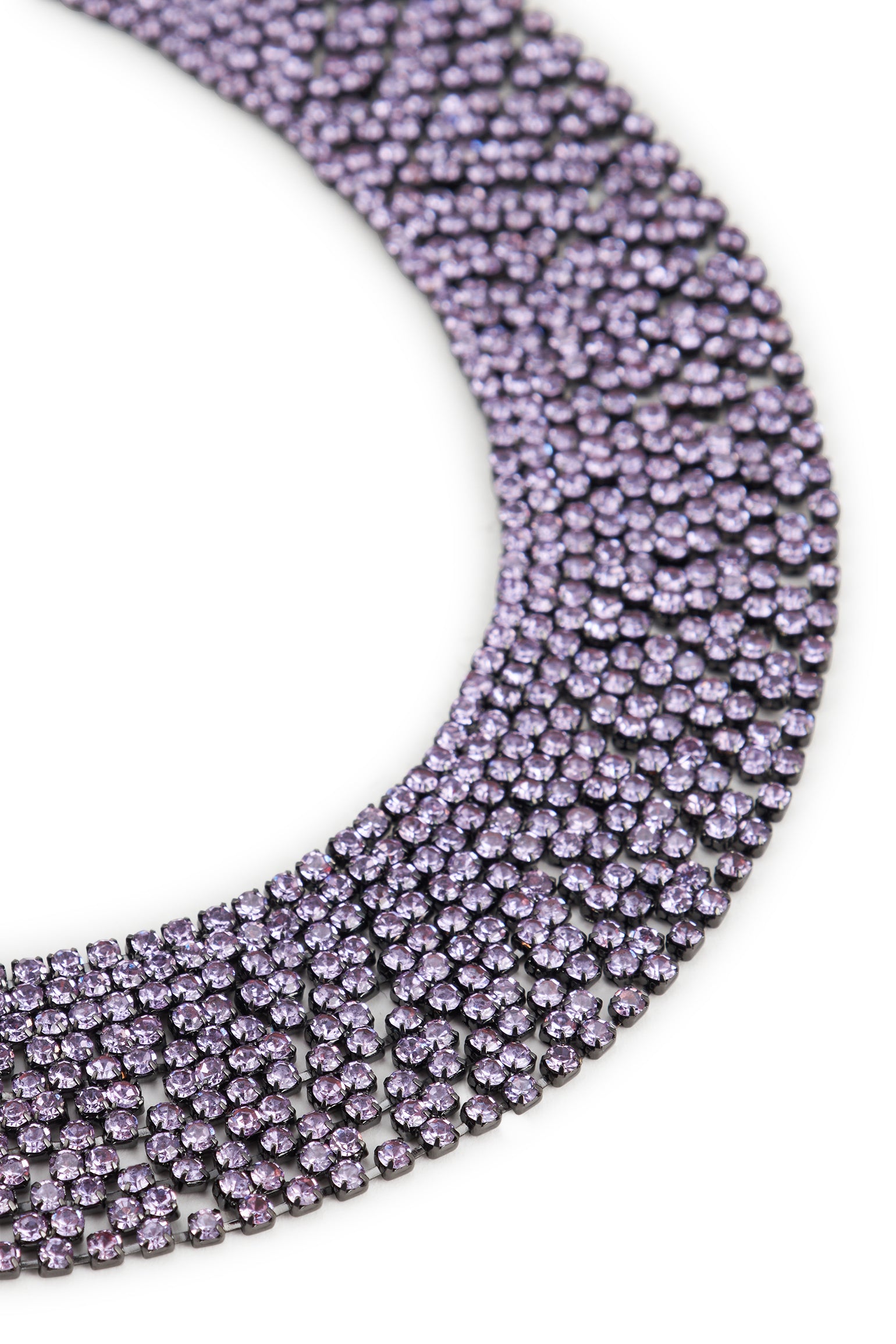 MELUSINA BIJOUX Round Neck Necklace with Lilac Rhinestones