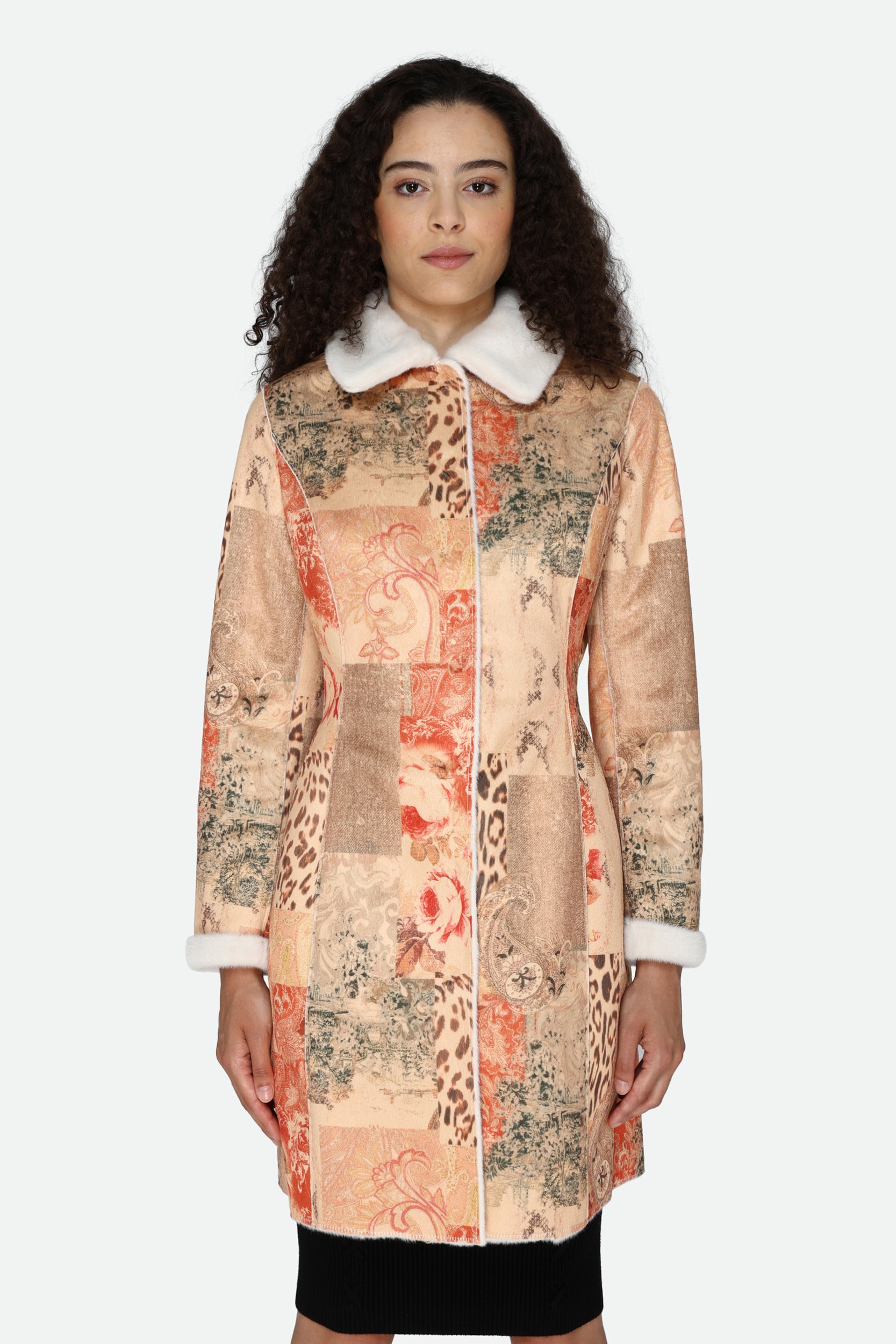 Guess Multicolored Reversible Faux Fur Coat