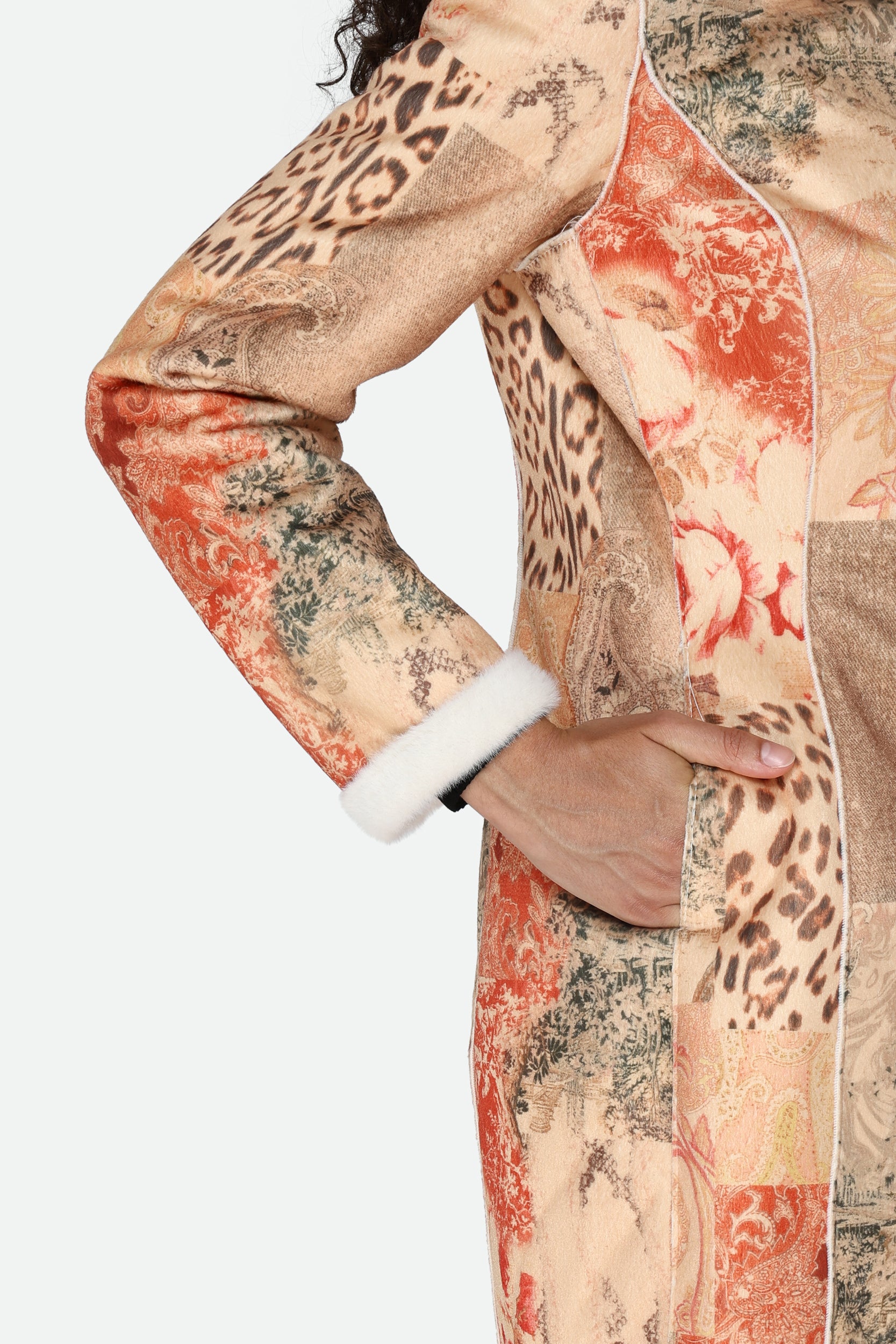 Guess Multicolored Reversible Faux Fur Coat