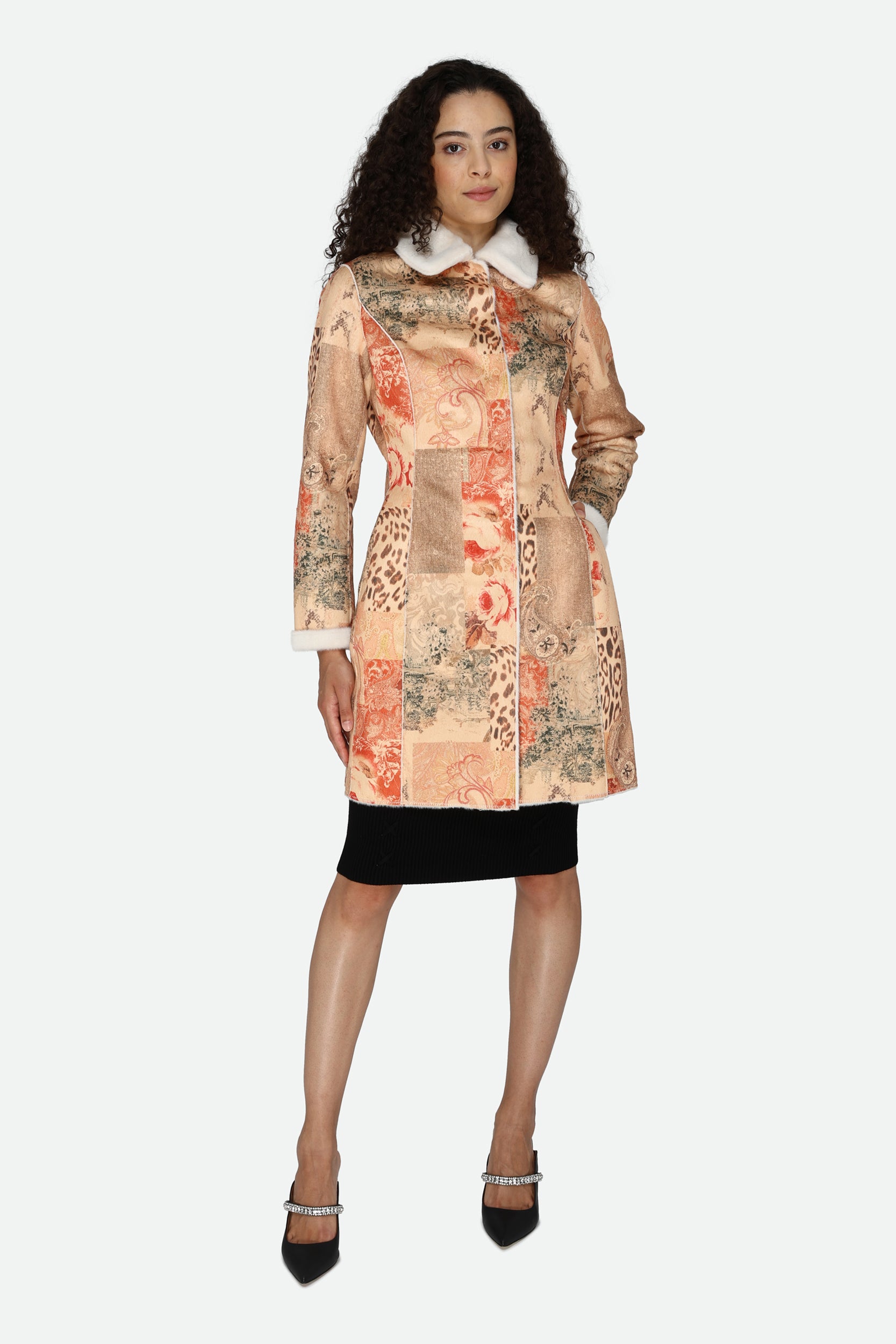 Guess Multicolored Reversible Faux Fur Coat