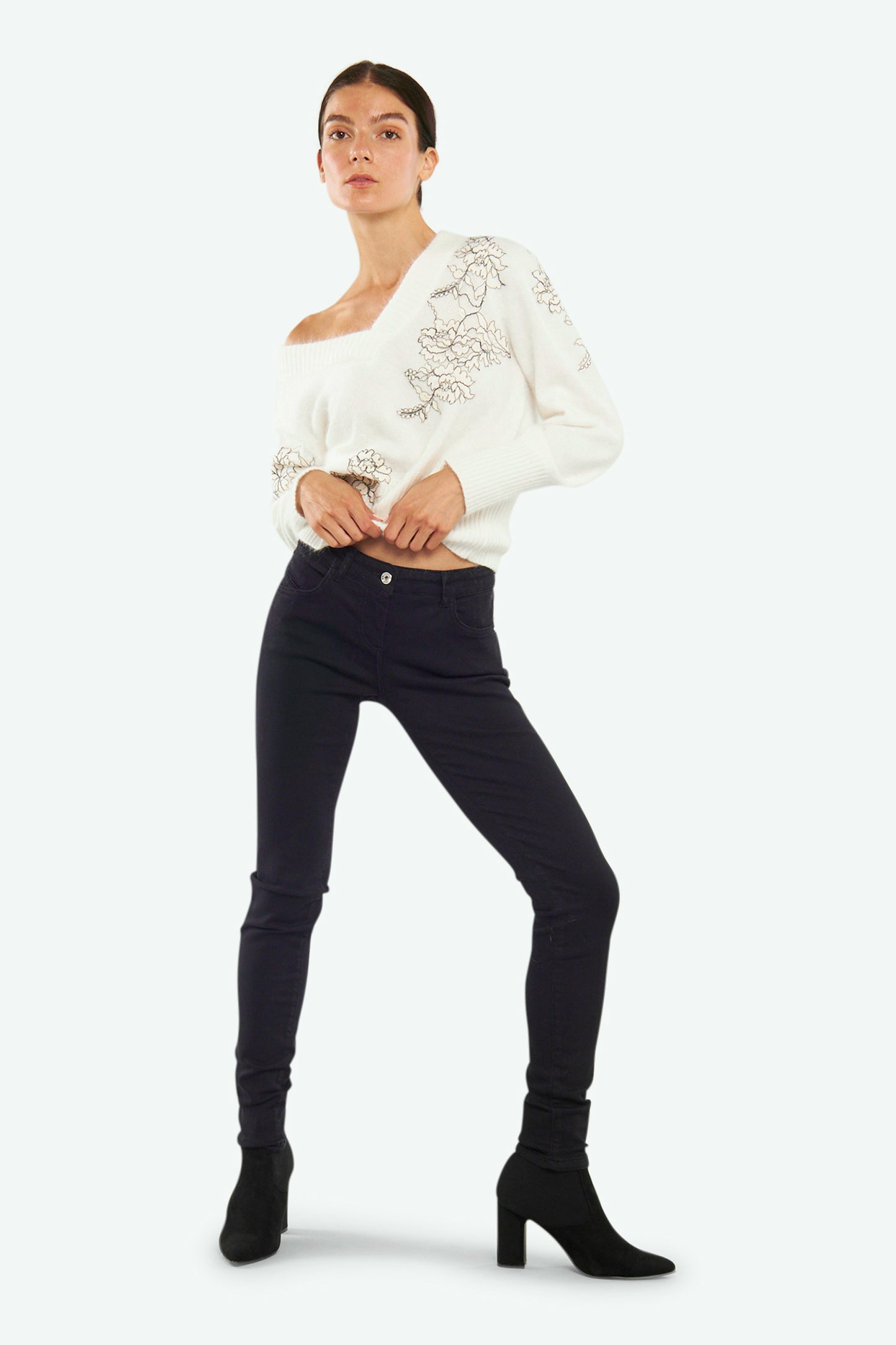 Patrizia Pepe Pantalone Denim Skinny Nero