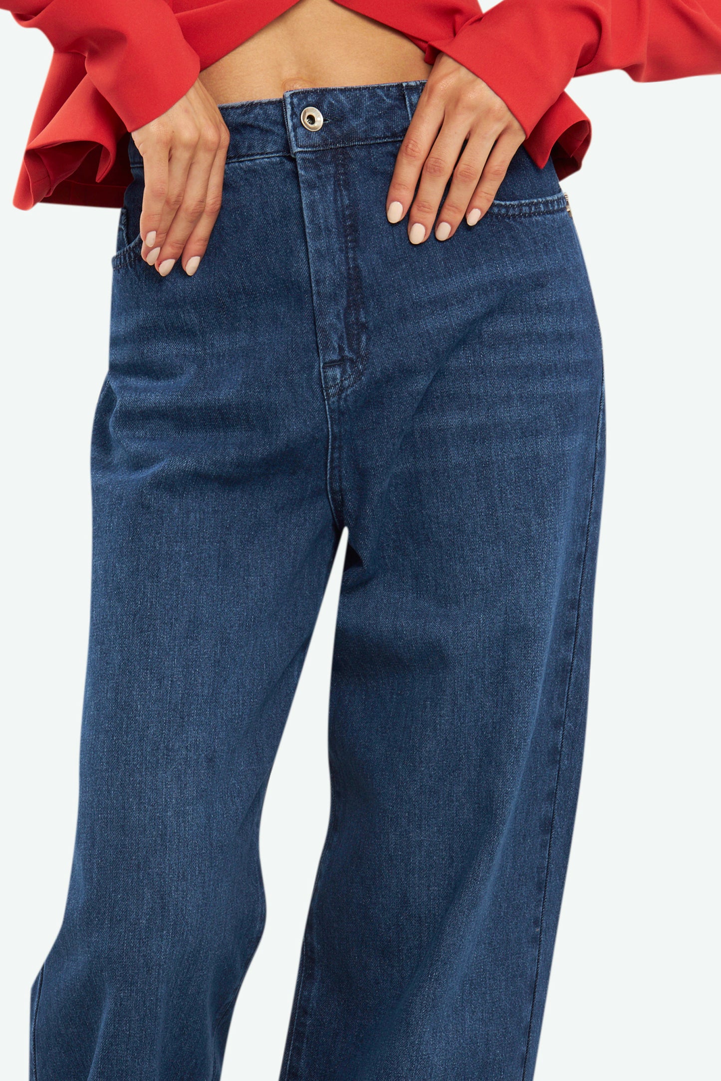 Patrizia Pepe Pantalone Denim Wide Leg Blue
