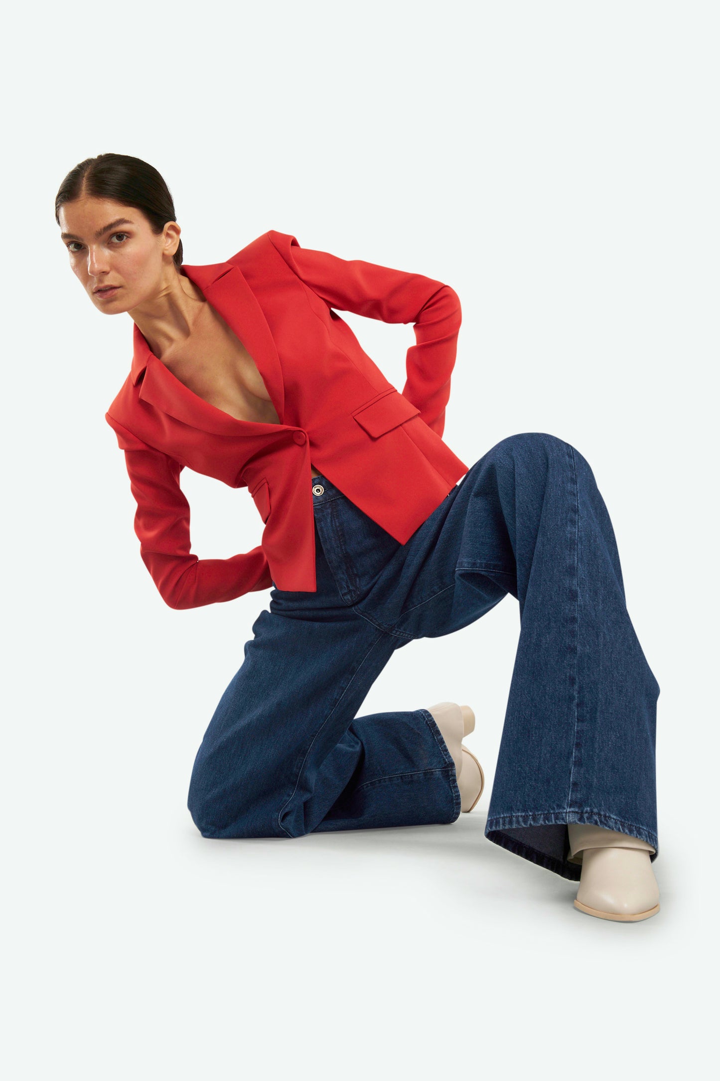Patrizia Pepe Pantalone Denim Wide Leg Blue