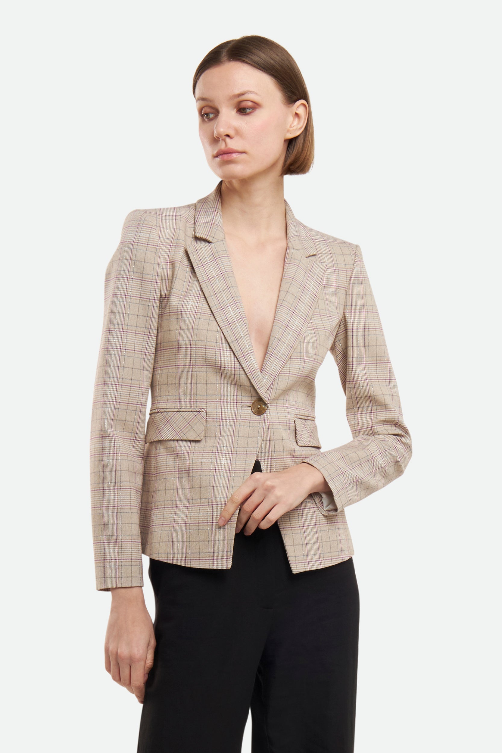 Patrizia Pepe Blazer a Quadri Beige