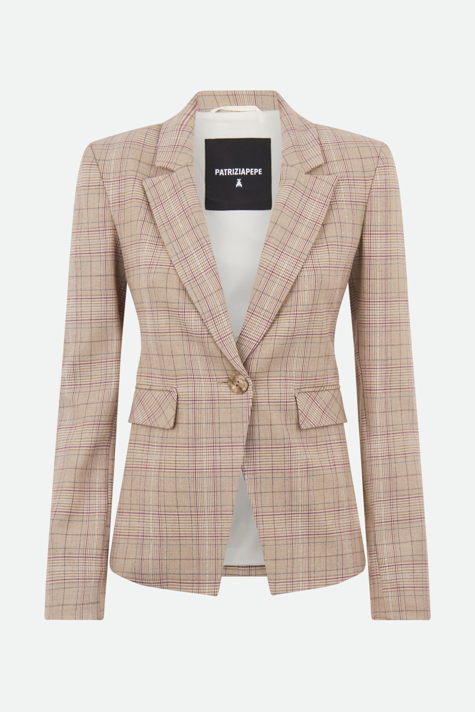 Patrizia Pepe Blazer a Quadri Beige