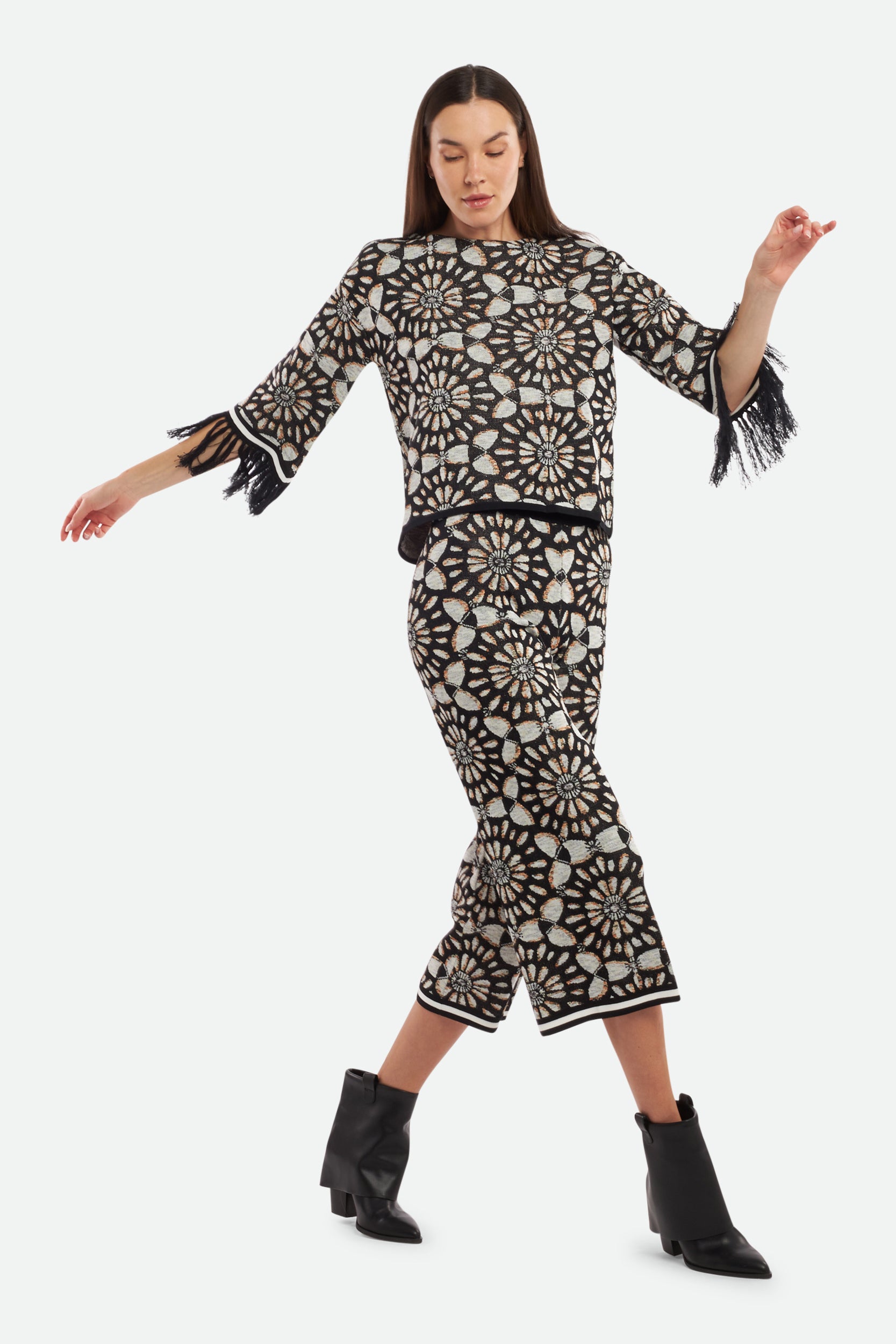 Twinset Pantalone Jacquard Nero