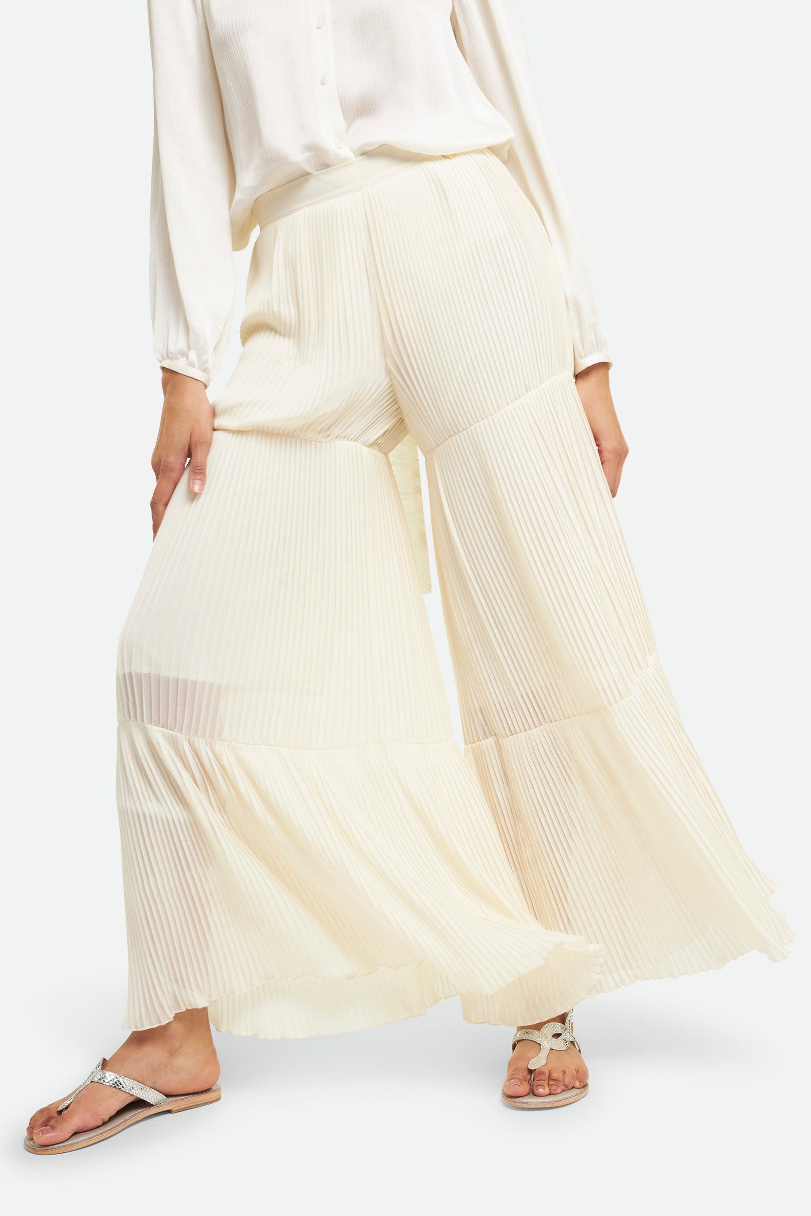 Twinset Pantalone in Georgette Bianco