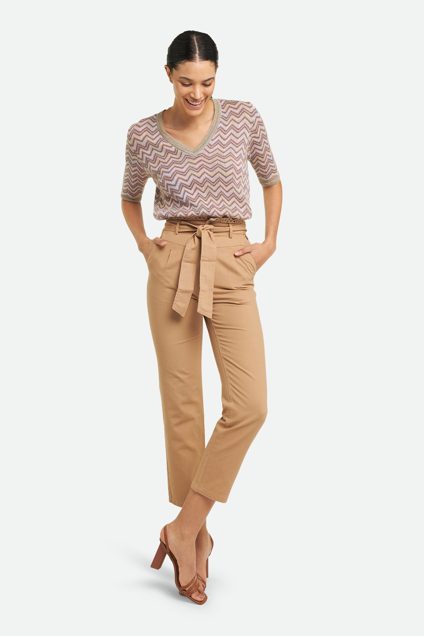 Twinset Pantaloni in Canvas Beige