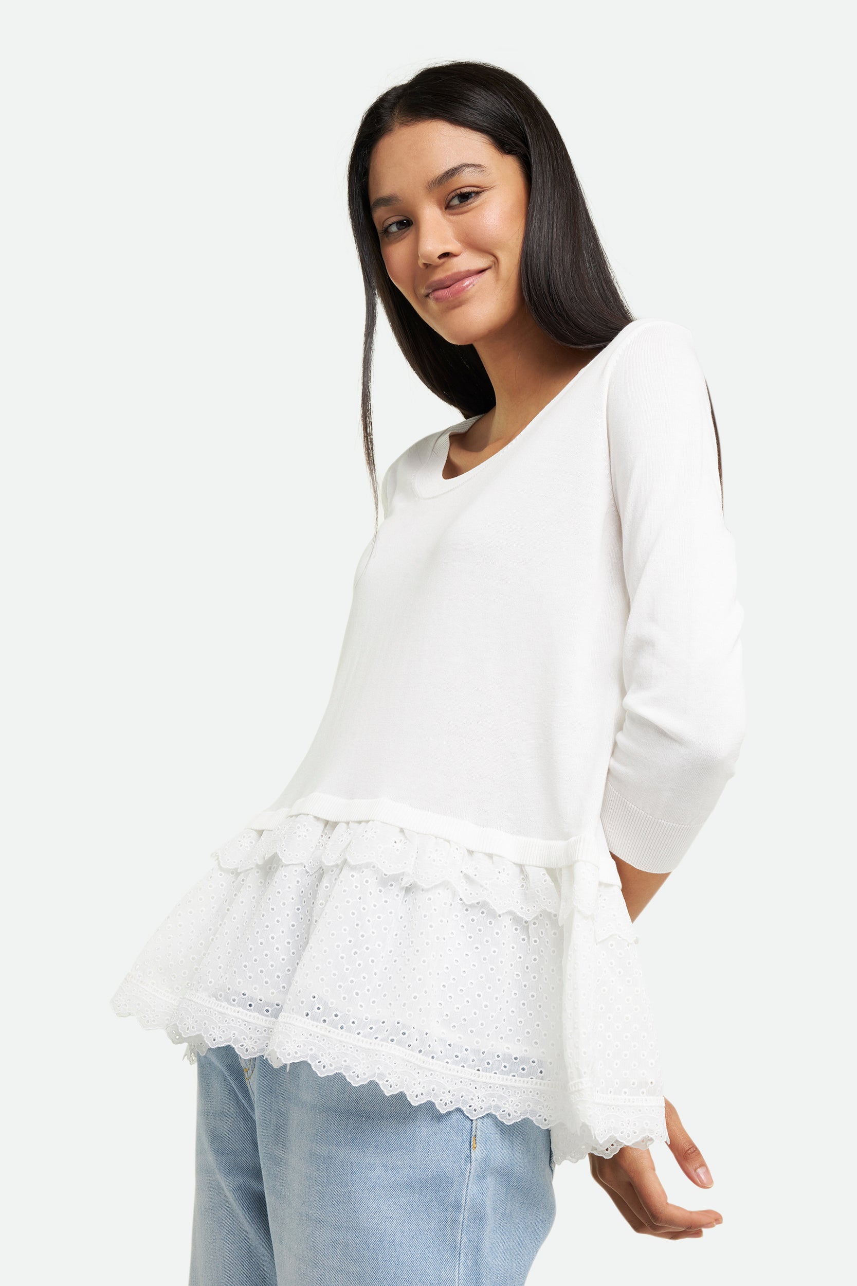 Twinset Maglia Sangallo Bianca