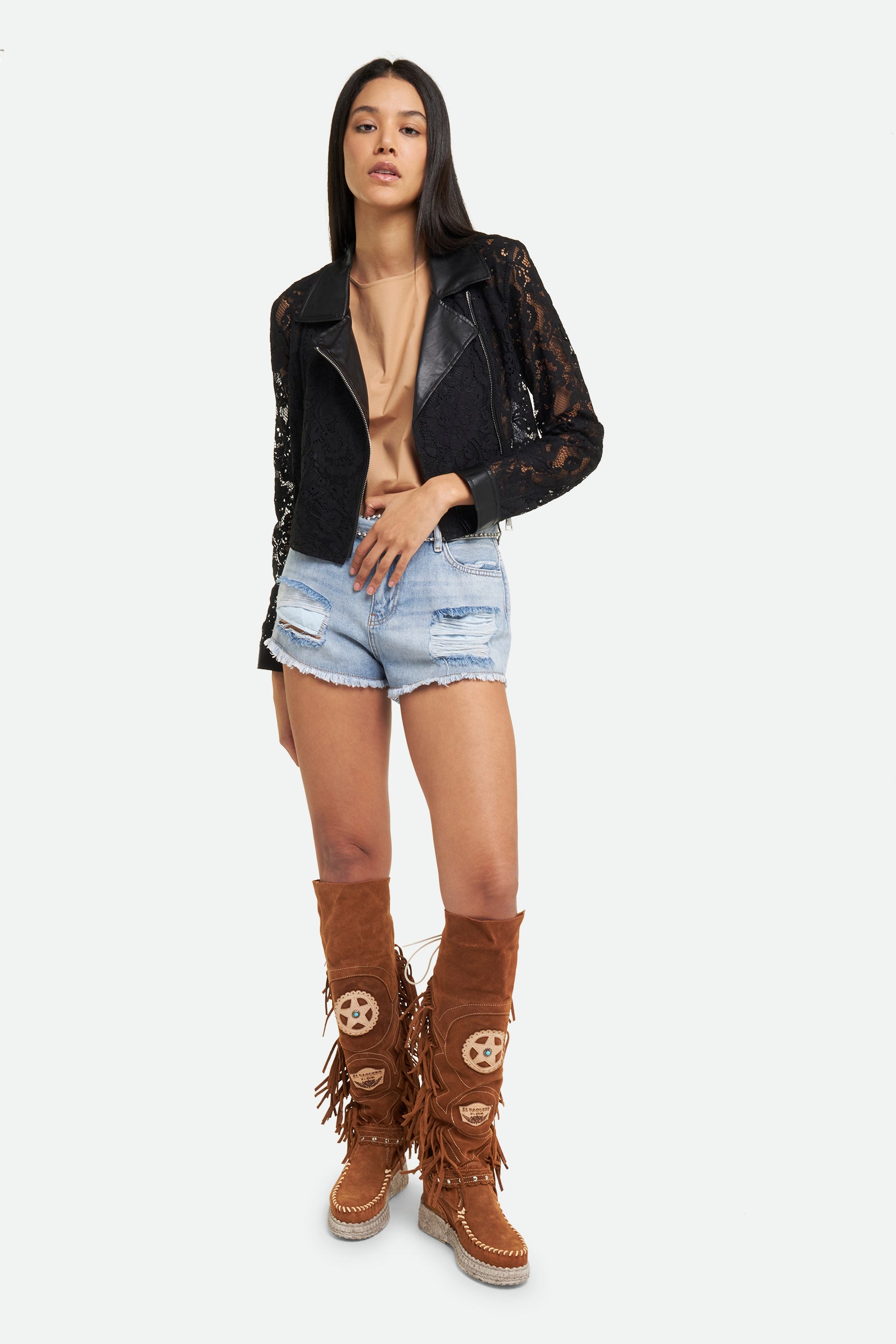 Twinset Shorts with Blue Rhinestones