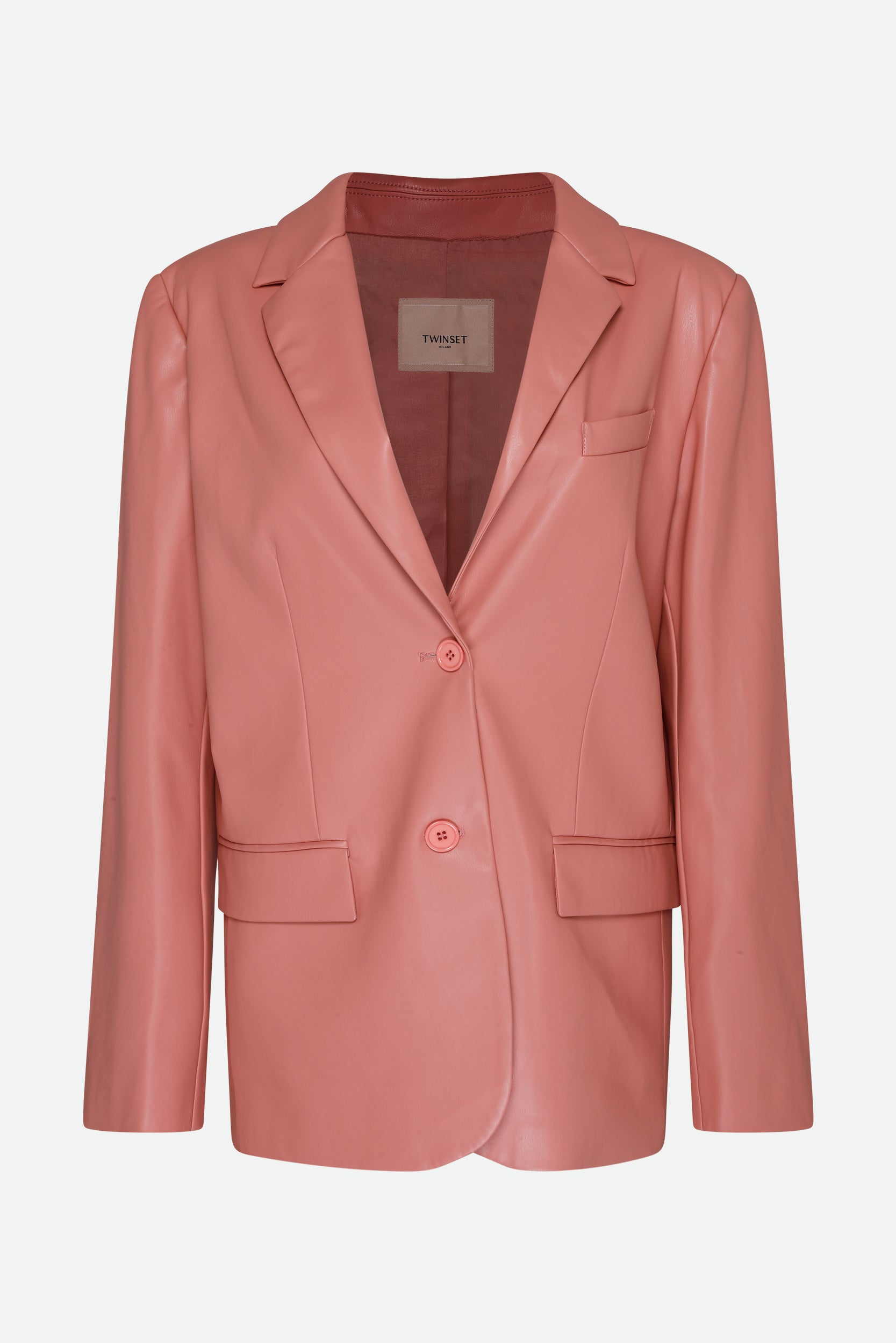 Twinset Blazer Effetto Pelle Rosa