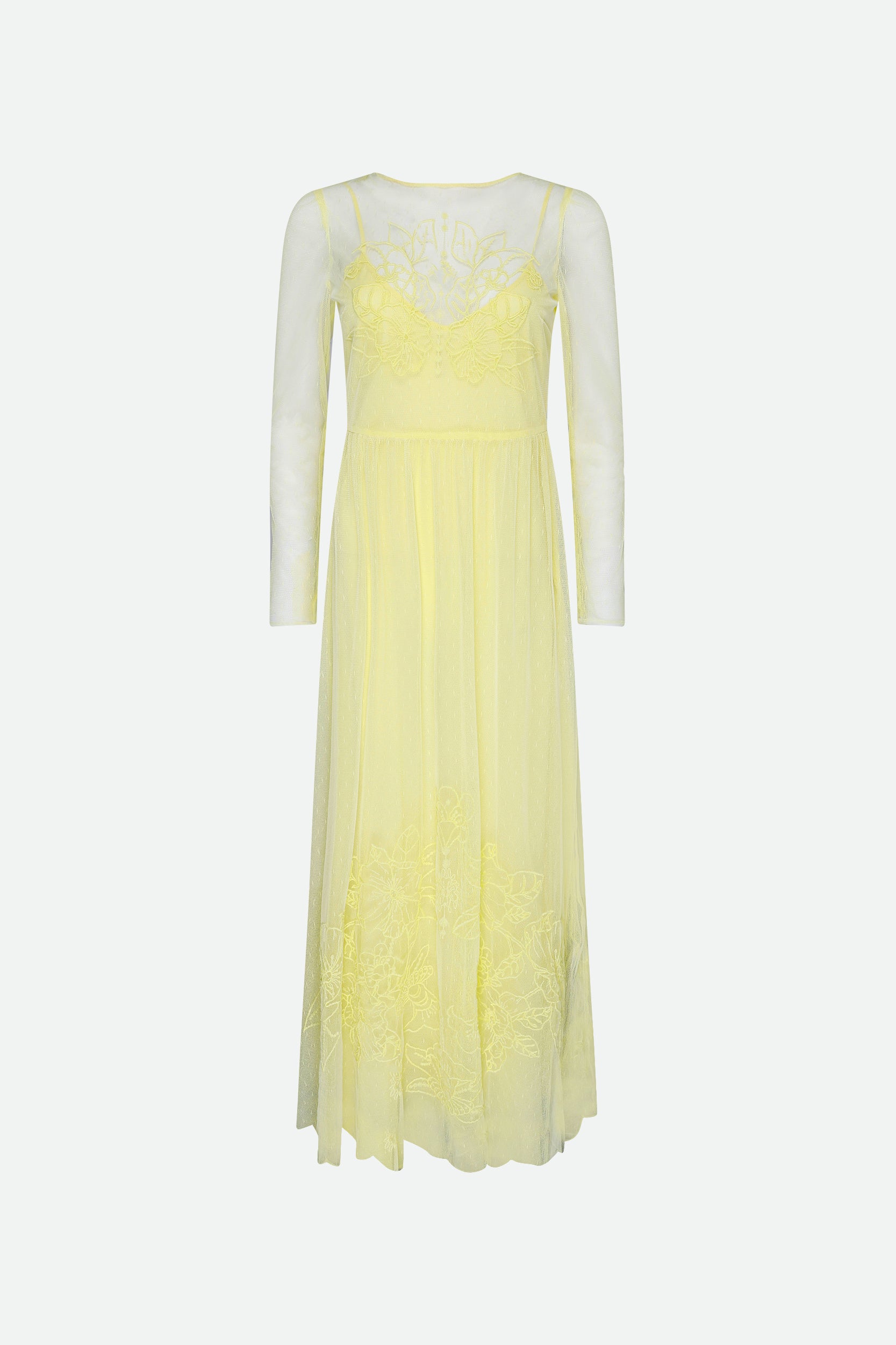Twinset Abito Ricamato Giallo