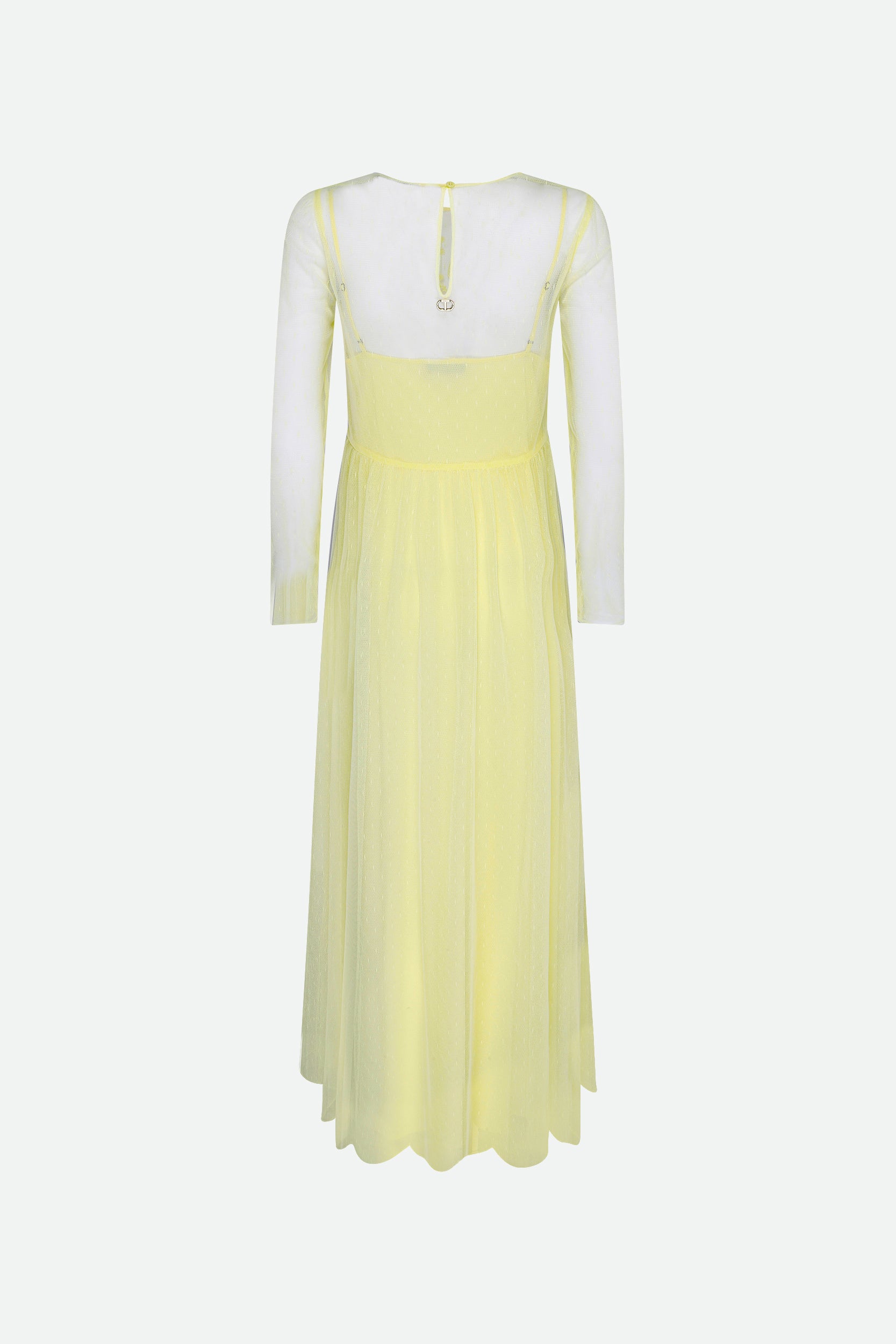 Twinset Abito Ricamato Giallo
