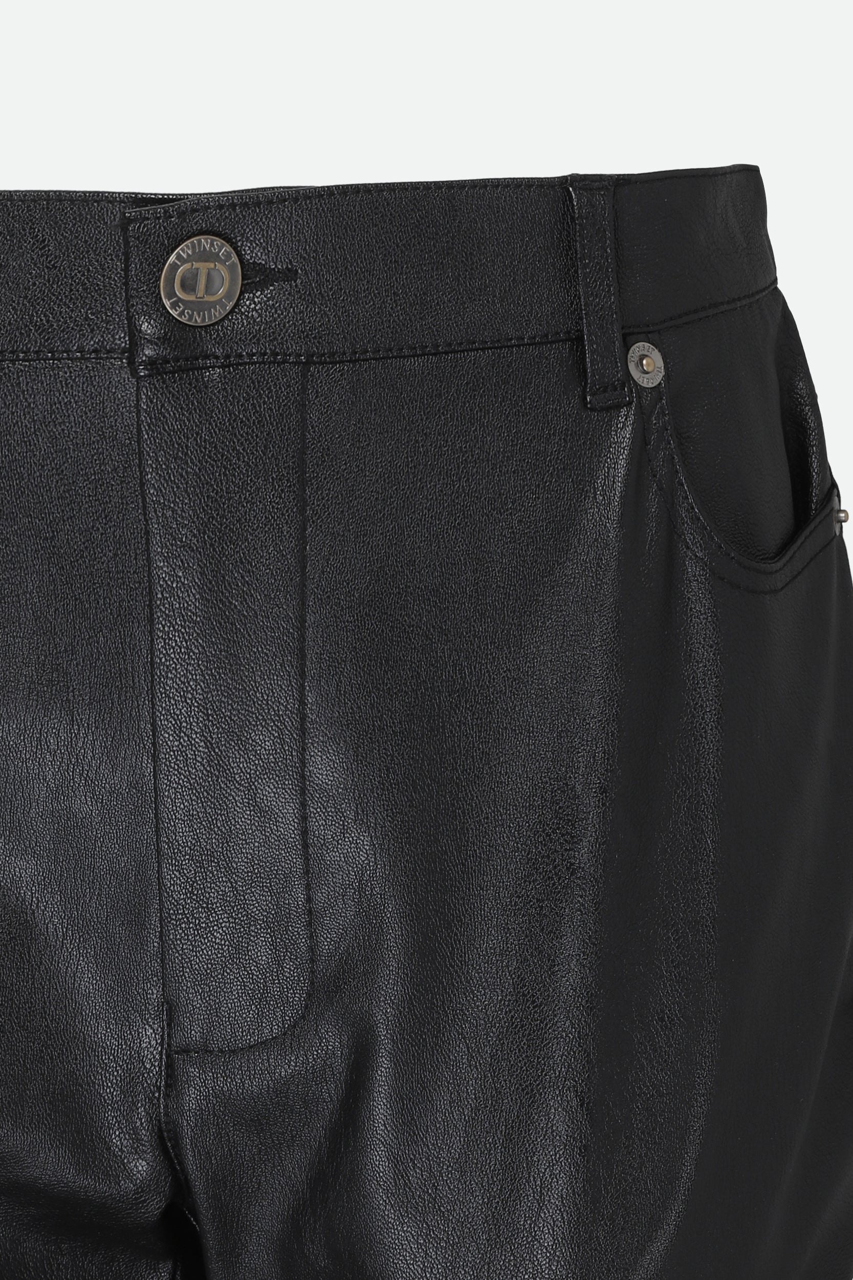 Twinset Leather Effect Trousers Black