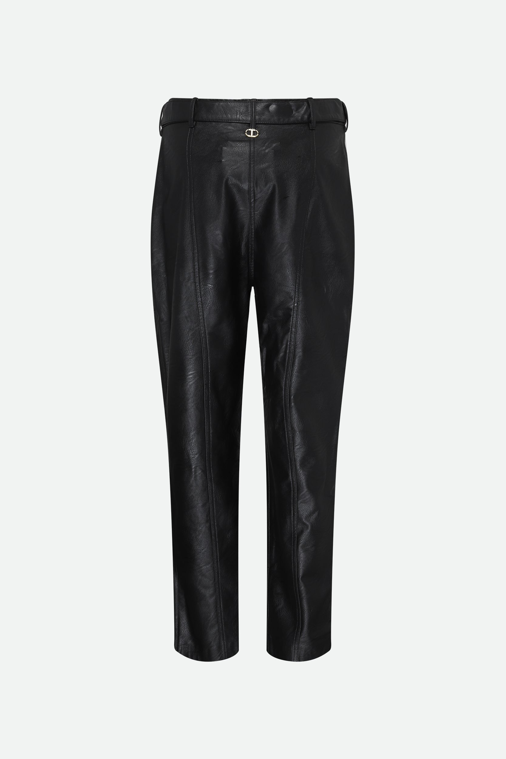 Twinset Black Leather Effect Pants