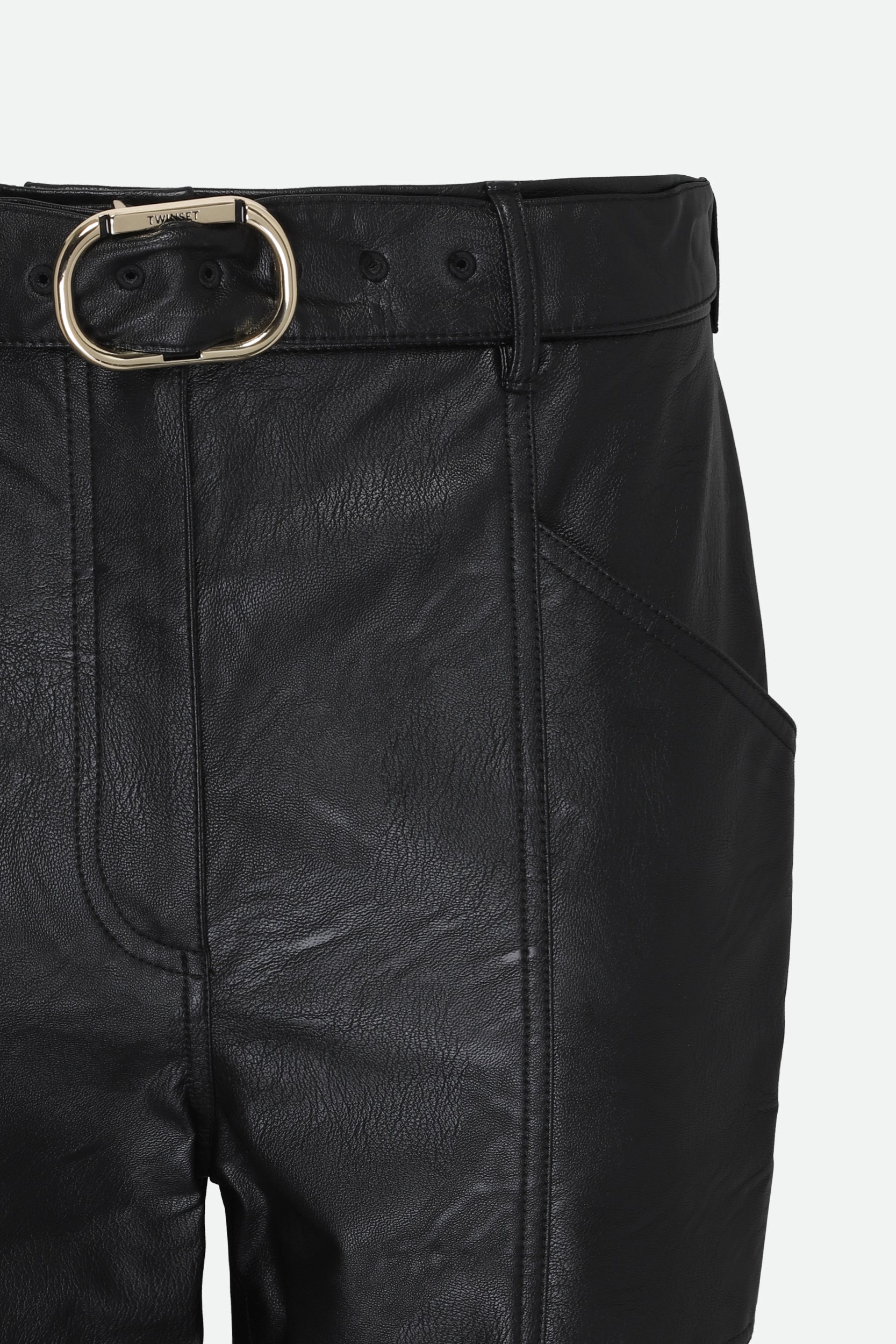 Twinset Black Leather Effect Pants