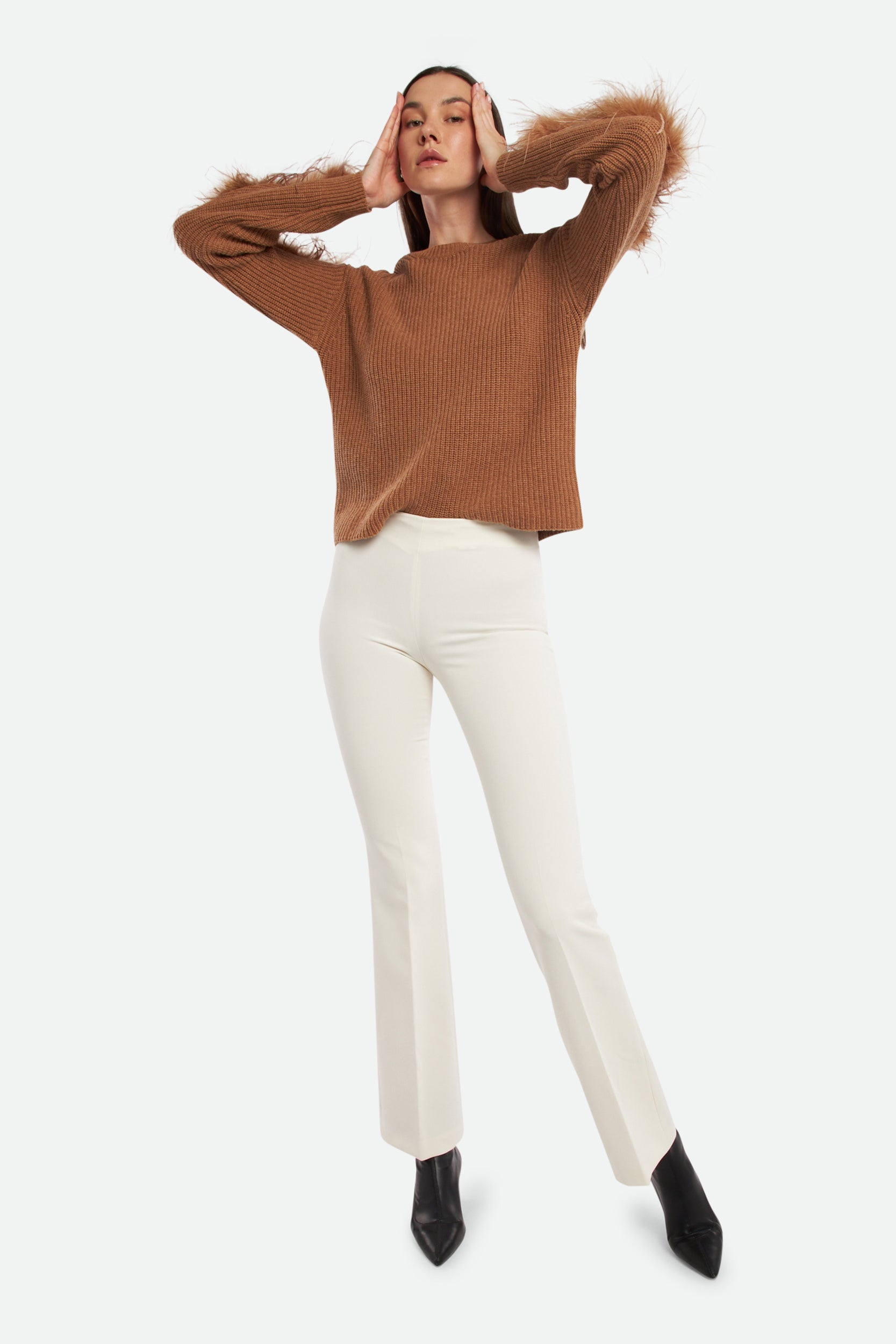 Twinset Pantalone Vita Alta Bianco