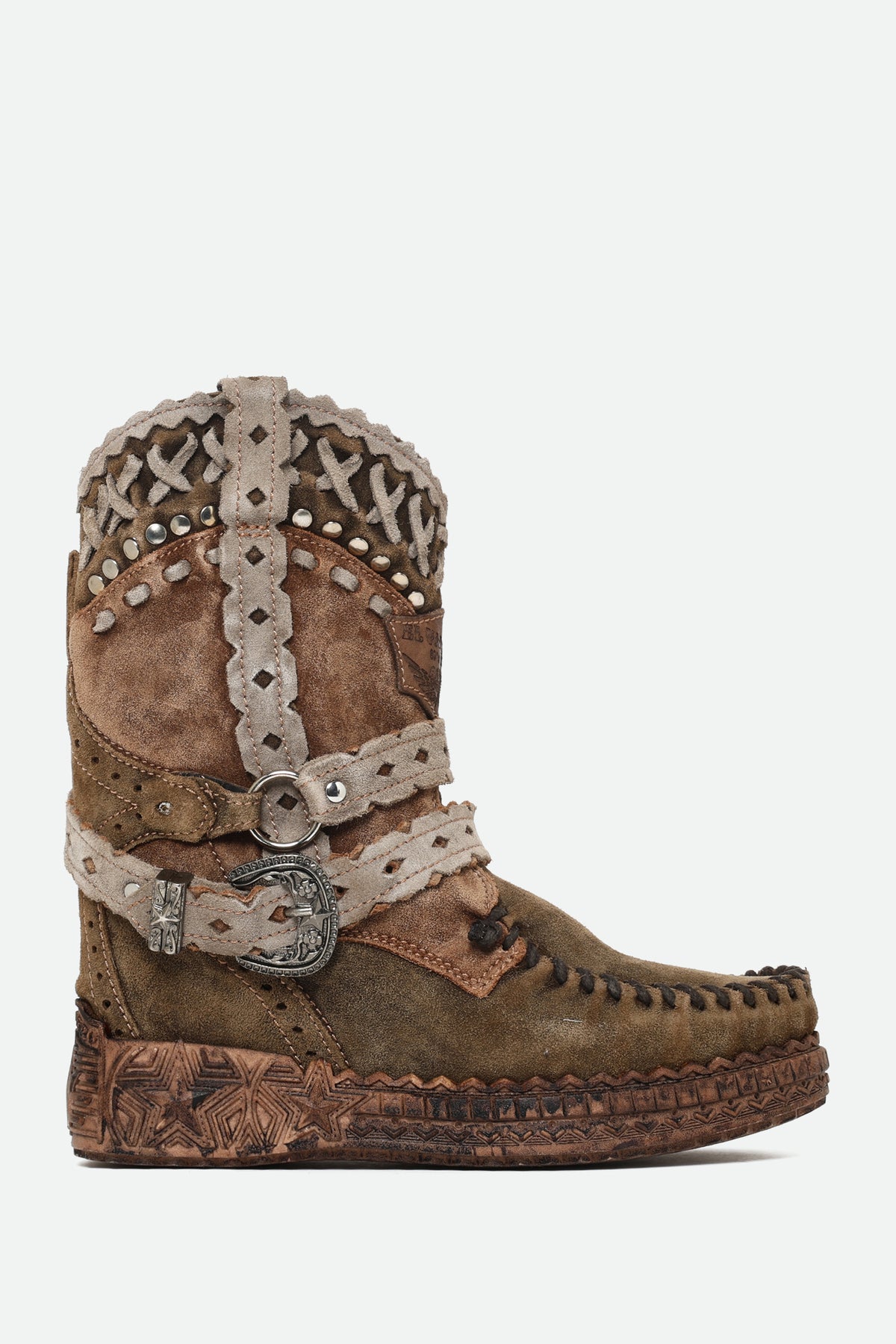 Bottes Femme El Vaquero Ripley Wornout - Taille 37 - Noir Suède - Talon Haute Zeppa - Neuf