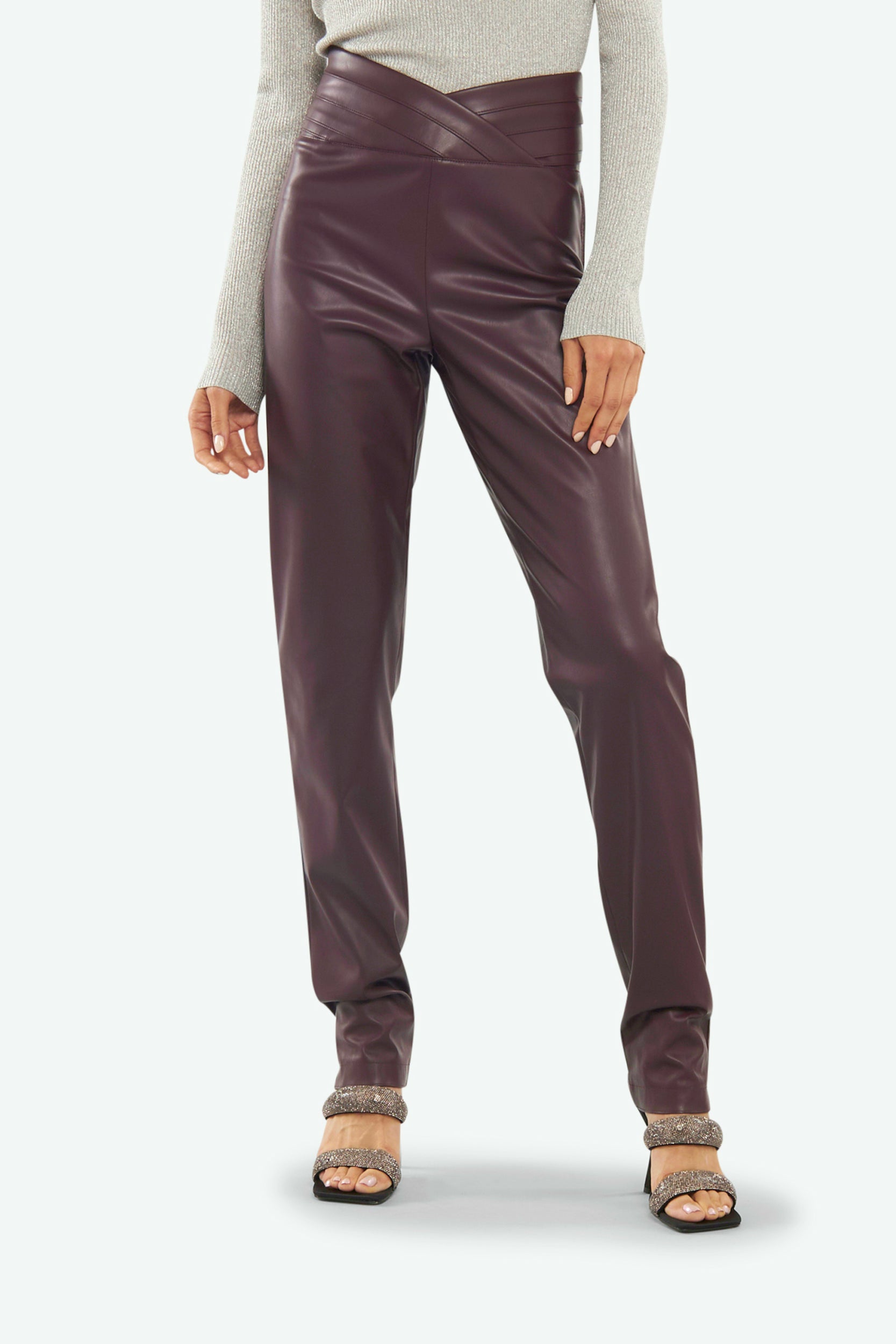Patrizia Pepe Pantalone Ecopelle Viola