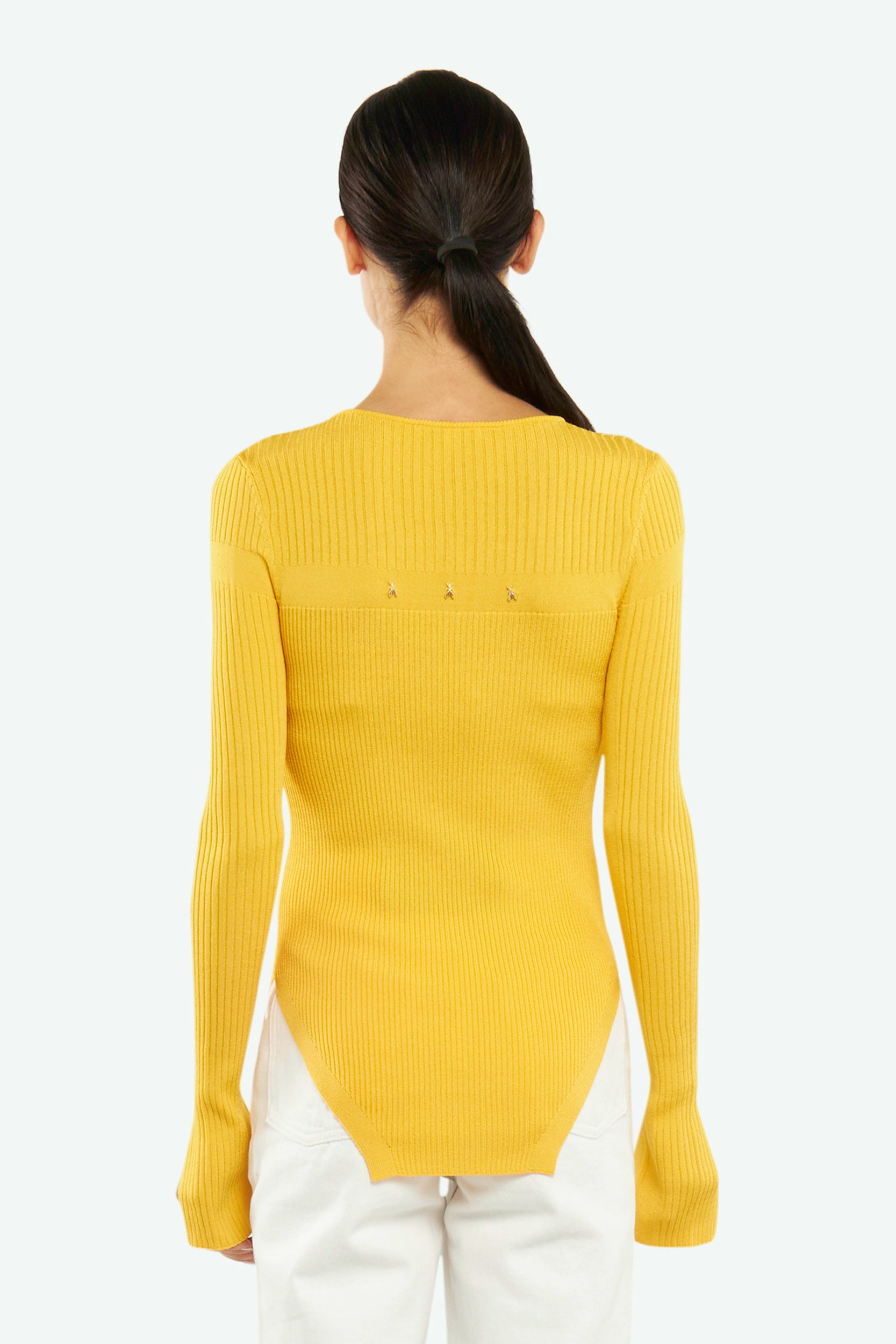 Patrizia Pepe Yellow Ribbed Sweater