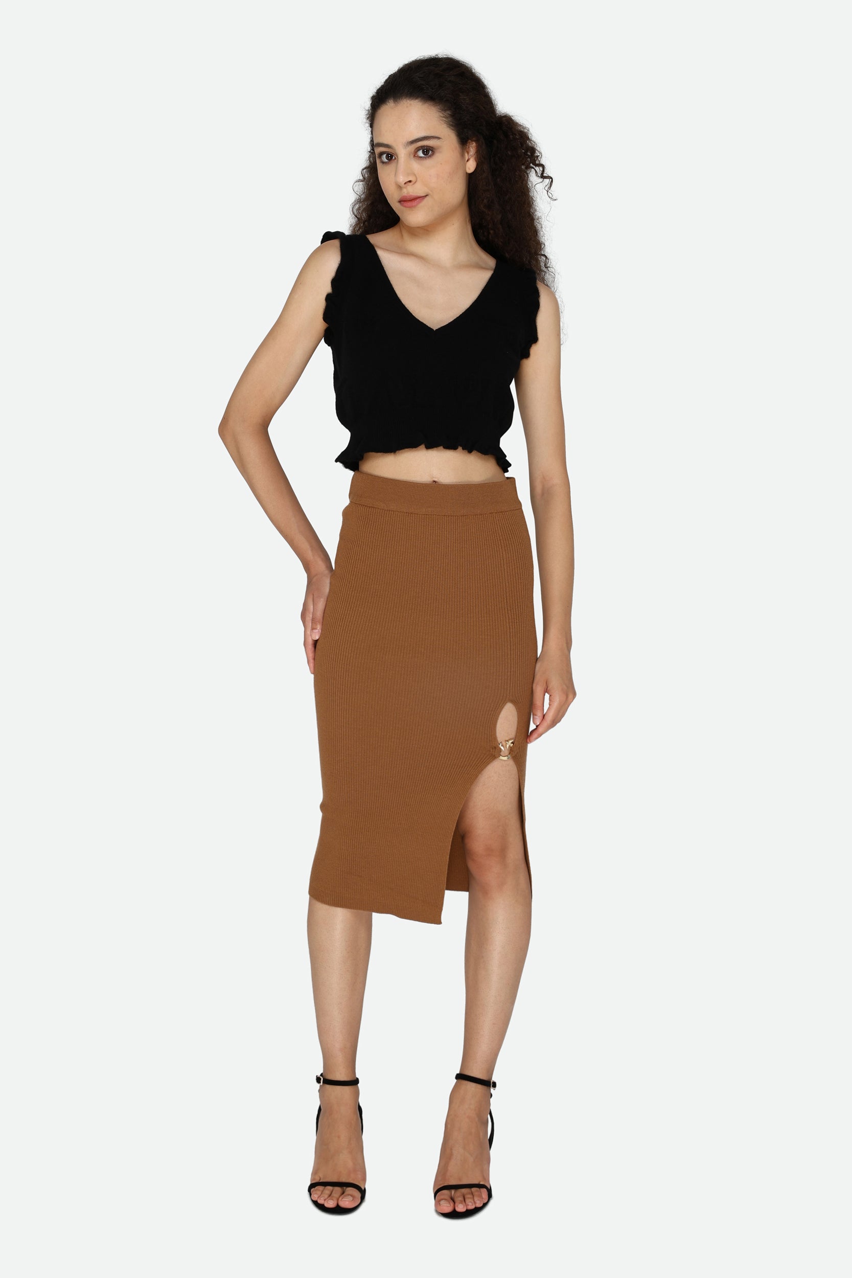 Pinko Brown Pencil Skirt