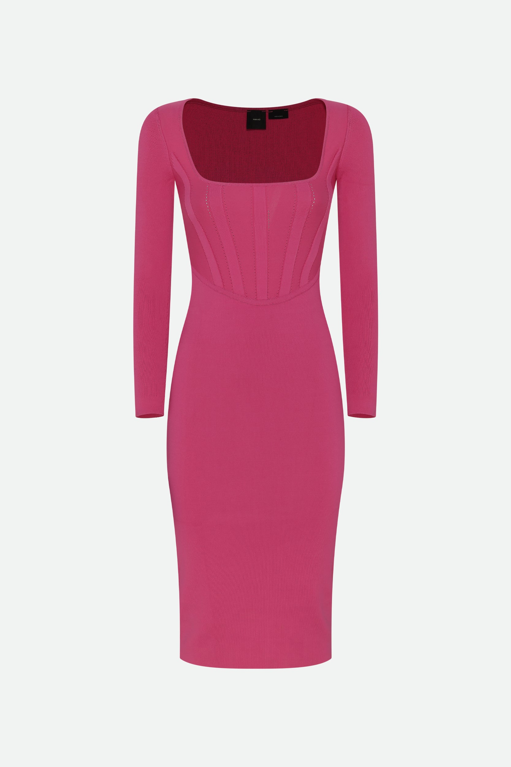 PINKO, Bustier-Effect Midi Dress, Beetroot, XXS