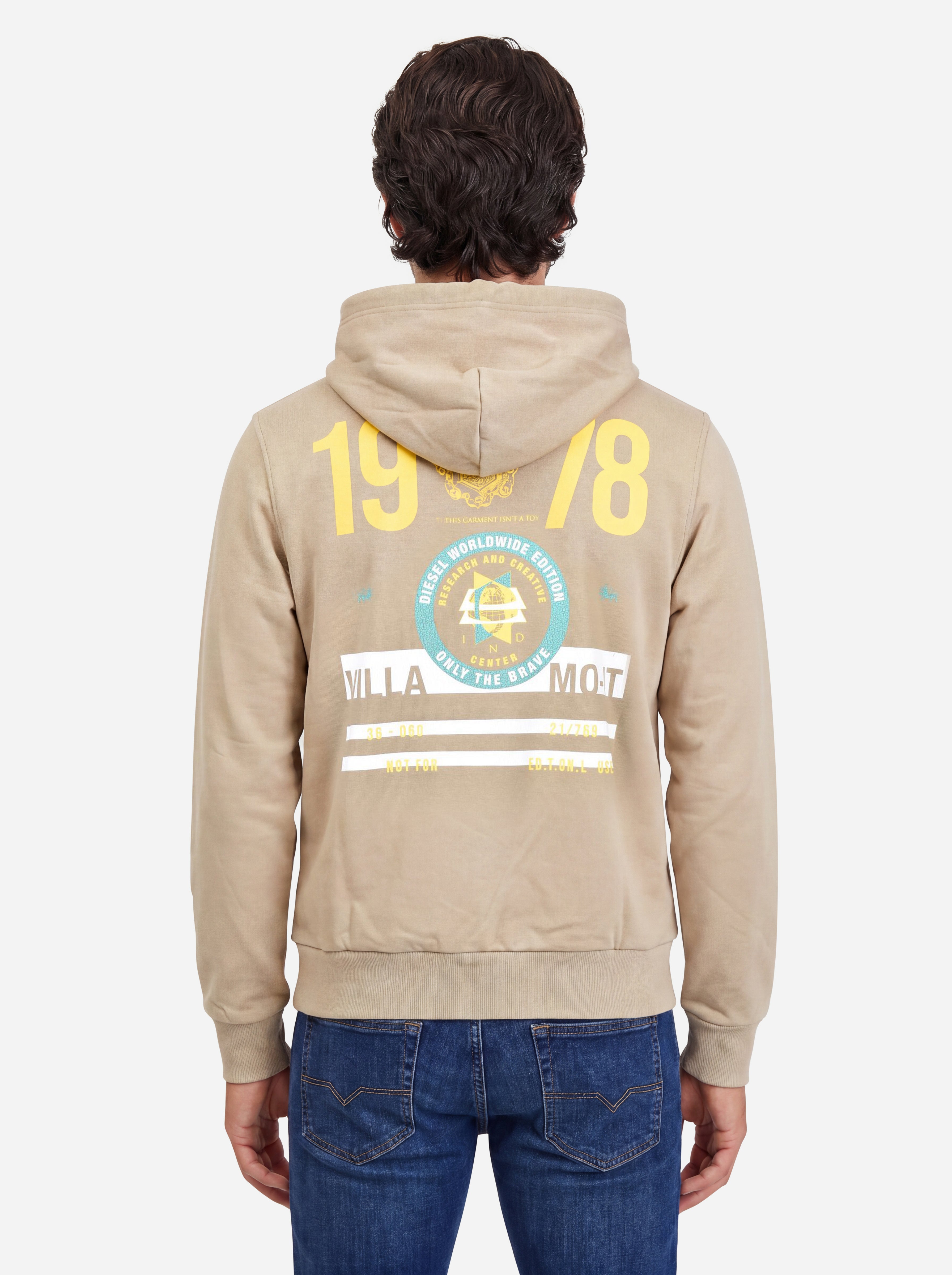 Diesel Felpa con Cappuccio con Logo Beige