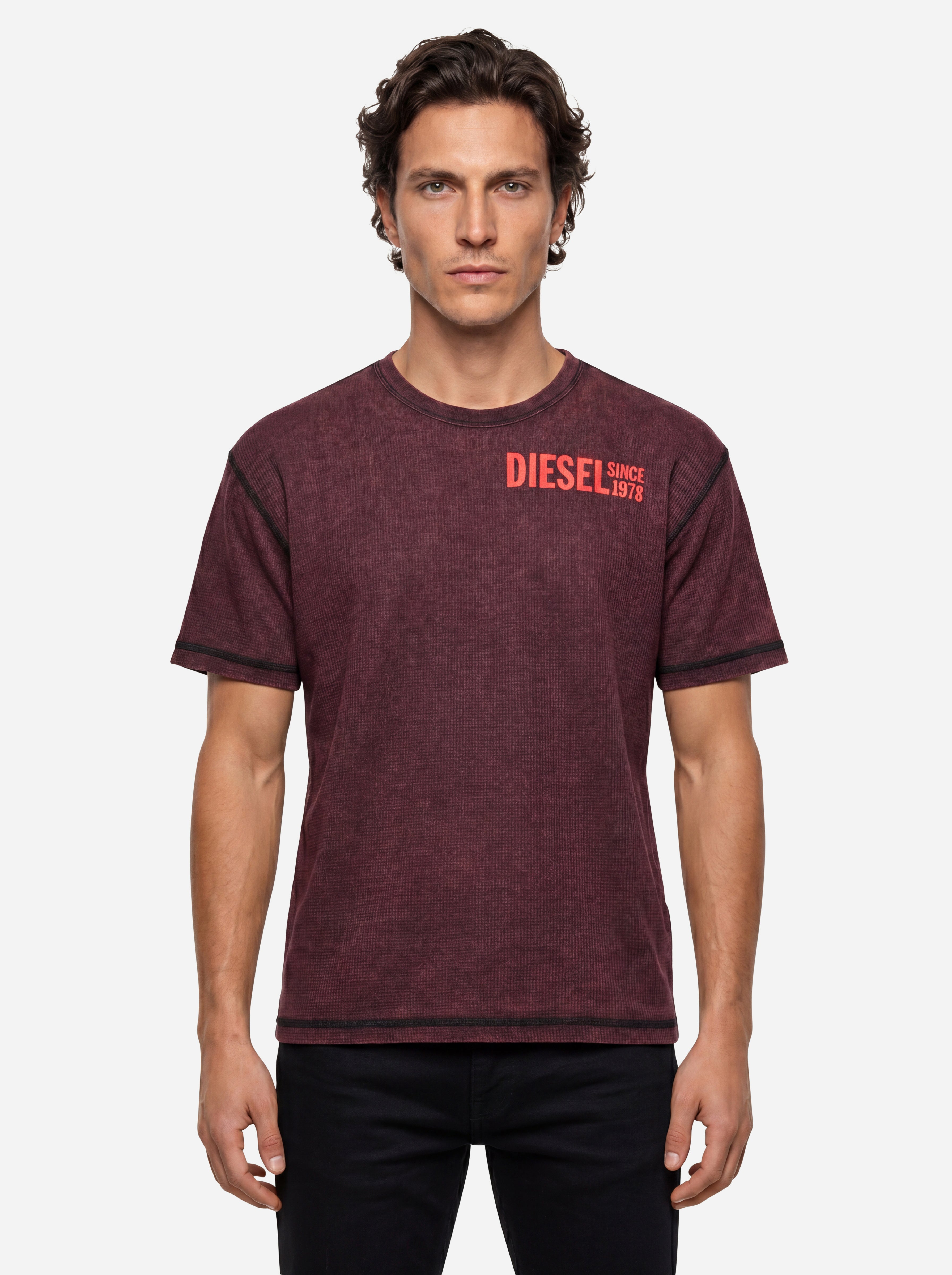 Diesel Tshirt Bordeaux con Logo