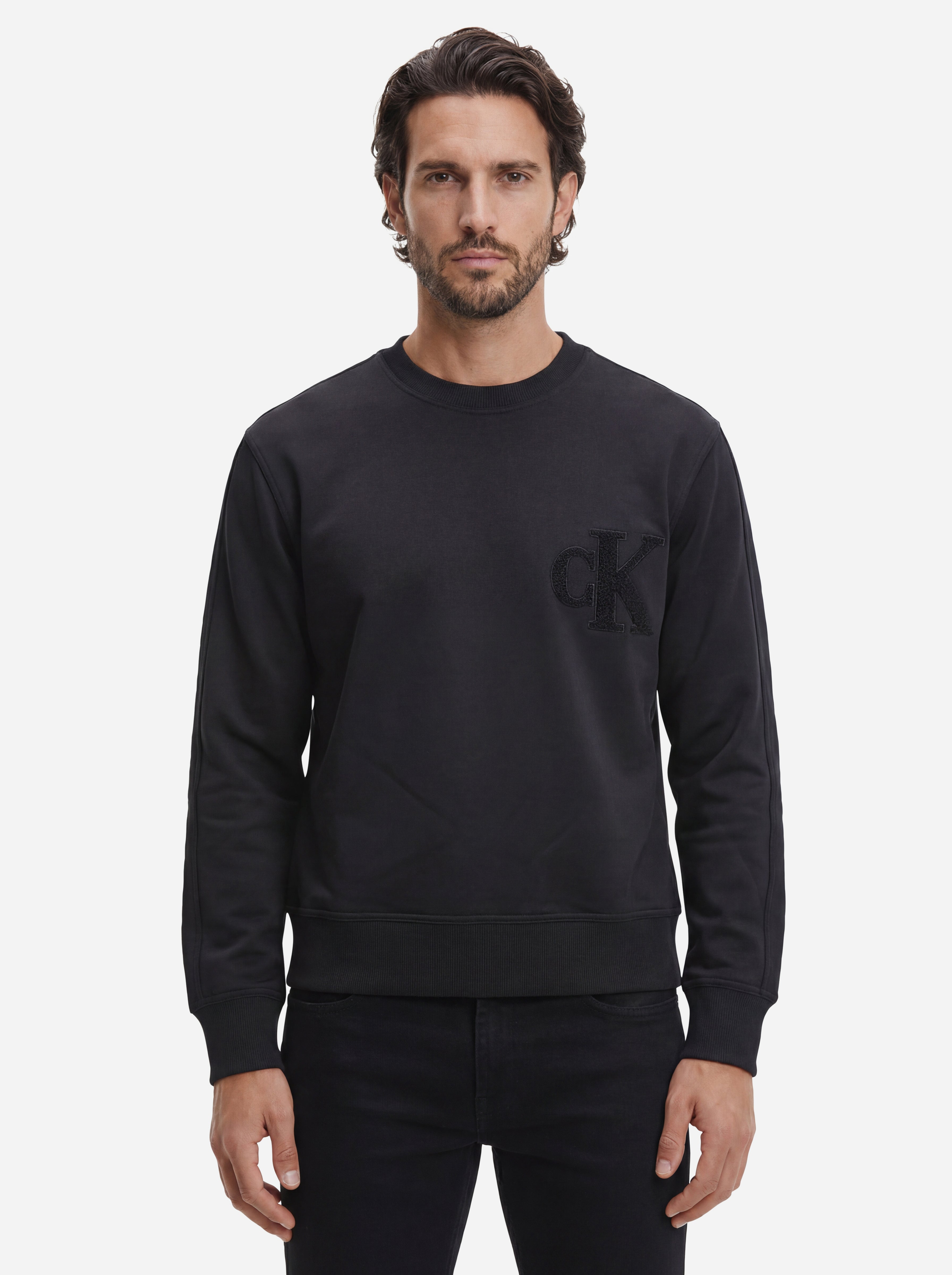 Calvin Klein Jeans Felpa Girocollo con Logo Nera