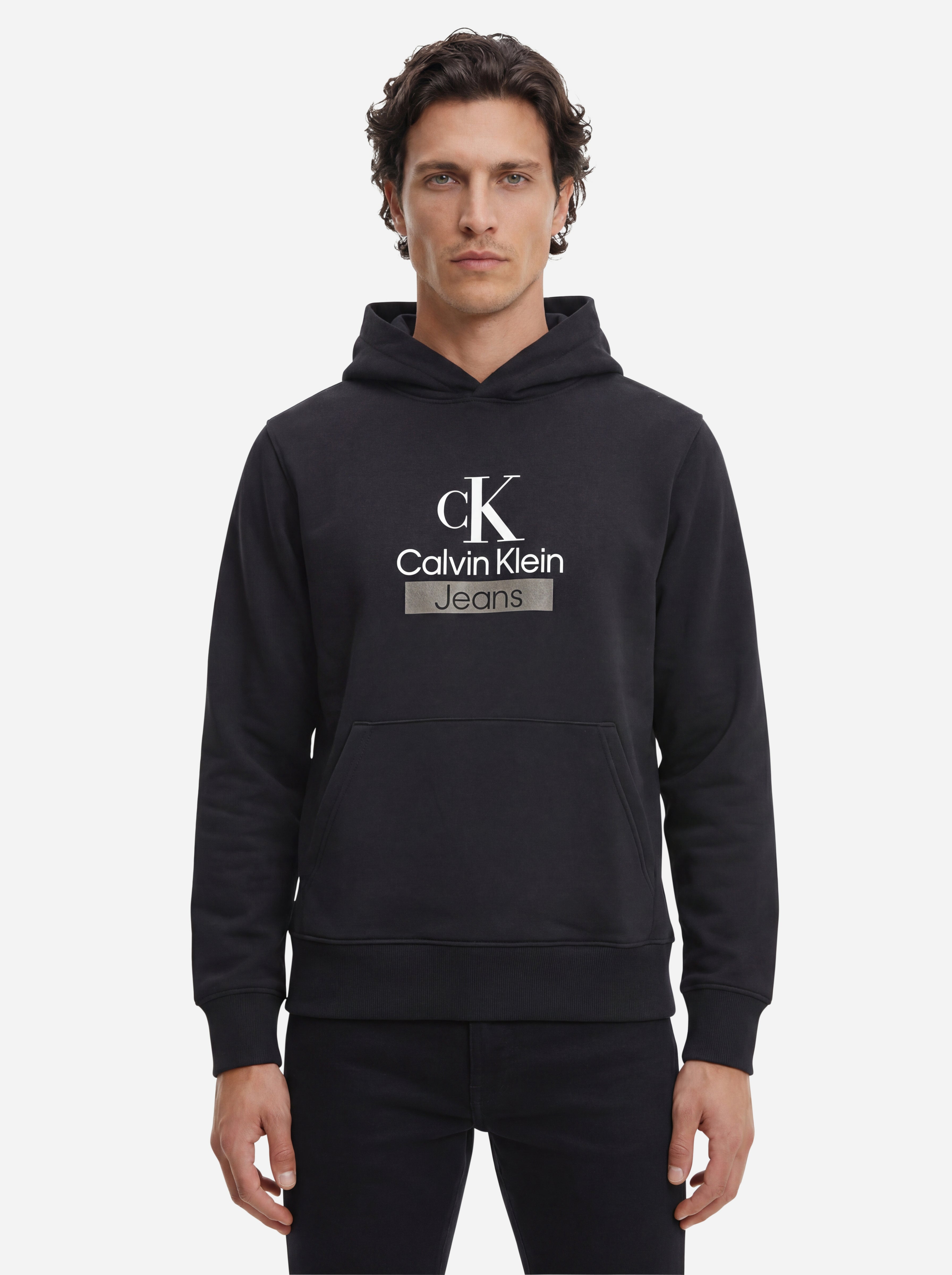 Calvin Klein Jeans Felpa con Cappuccio con Logo Nera