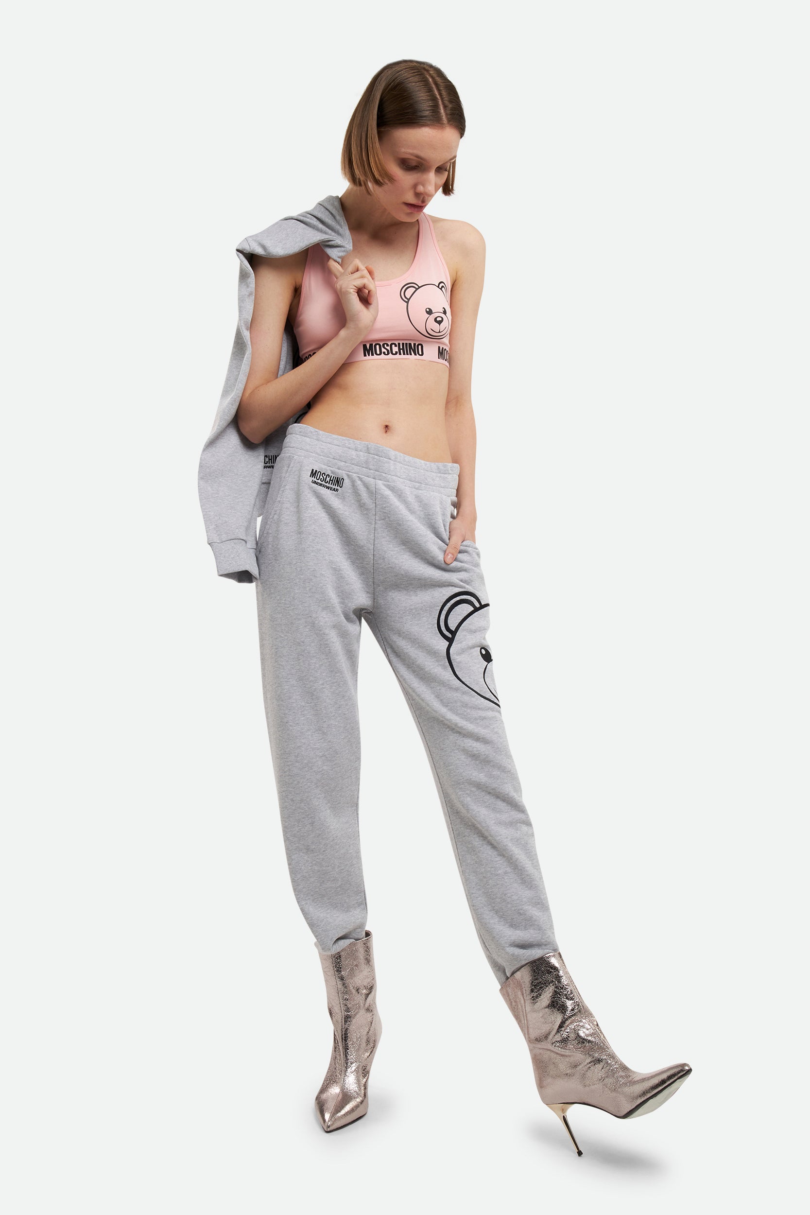 Moschino Pantalone Tuta Grigio