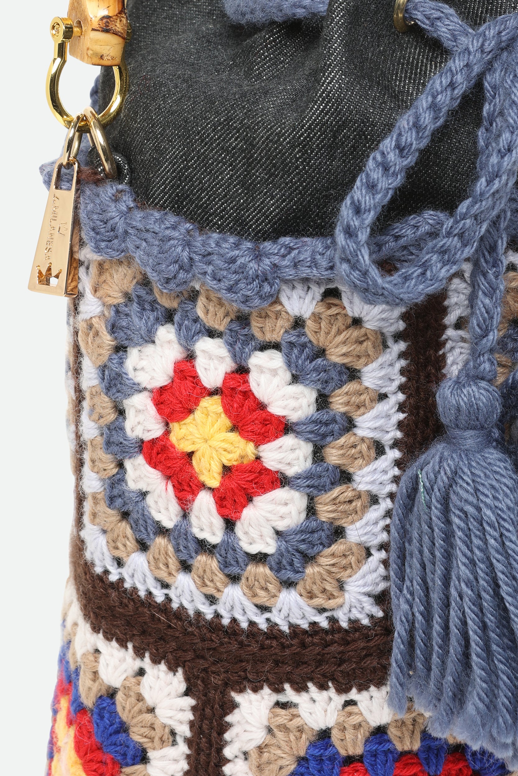 La Milanesa Borsa a Secchiello Crochet Azzurro