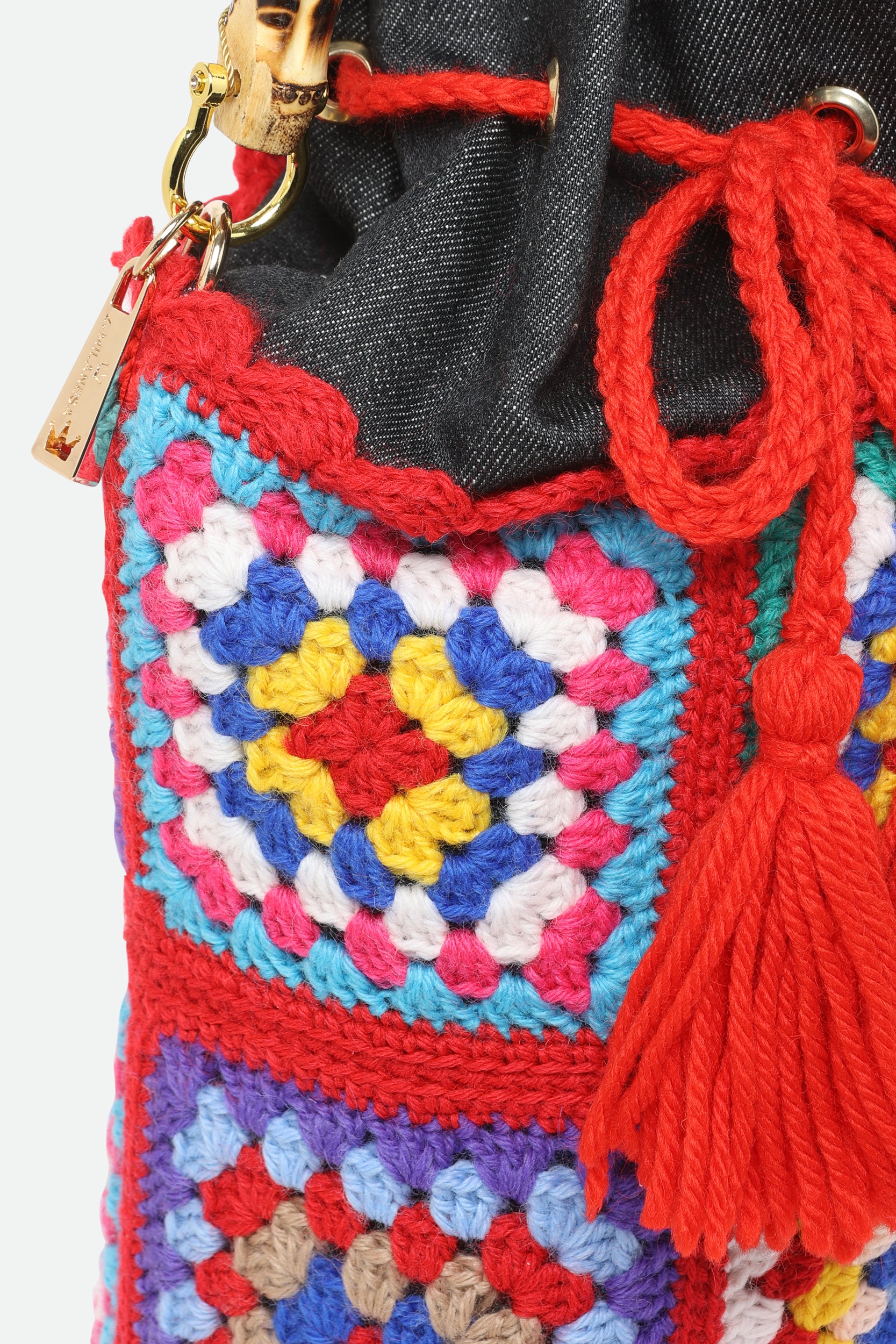 La Milanesa Borsa a Secchiello Crochet Rosso