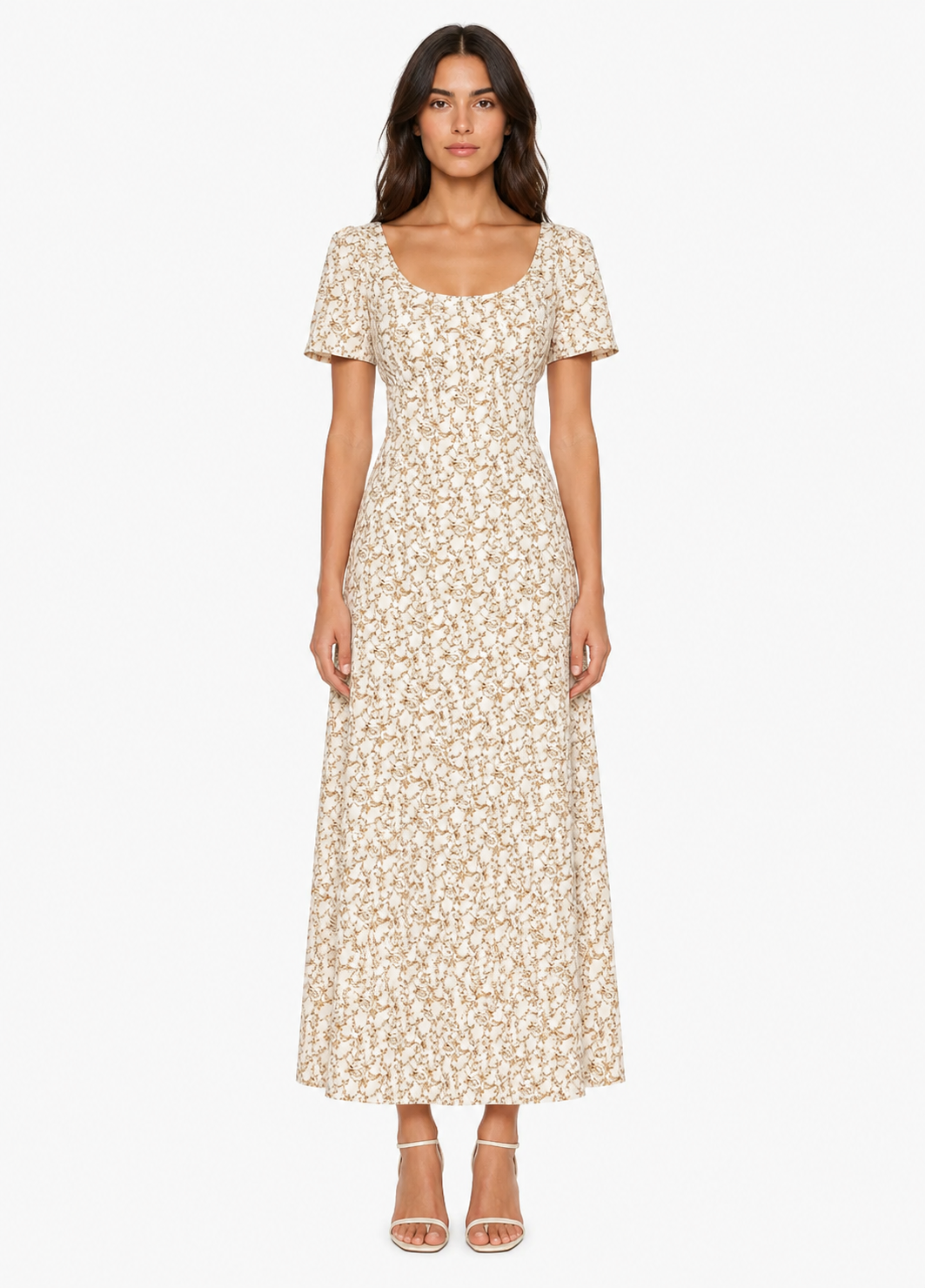 GLAMOROUS Abito Lungo Bianco con Fantasia Floreale