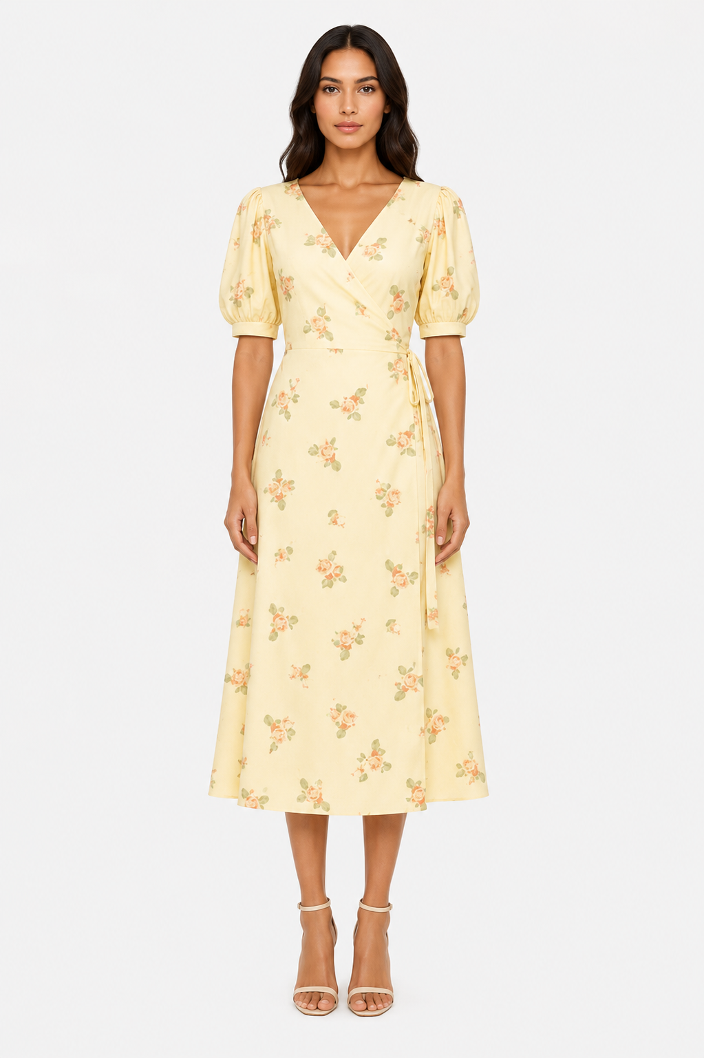 GLAMOROUS Abito Midi Fantasia Floreale Giallo