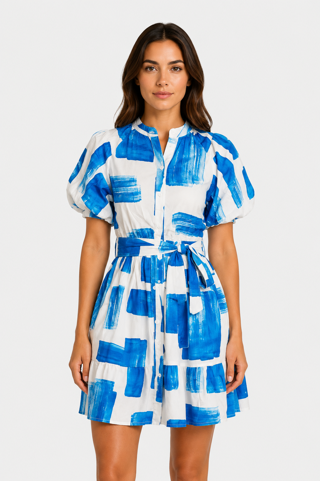 GLAMOROUS Abito Chemisier con Stampa Pennellate Blu