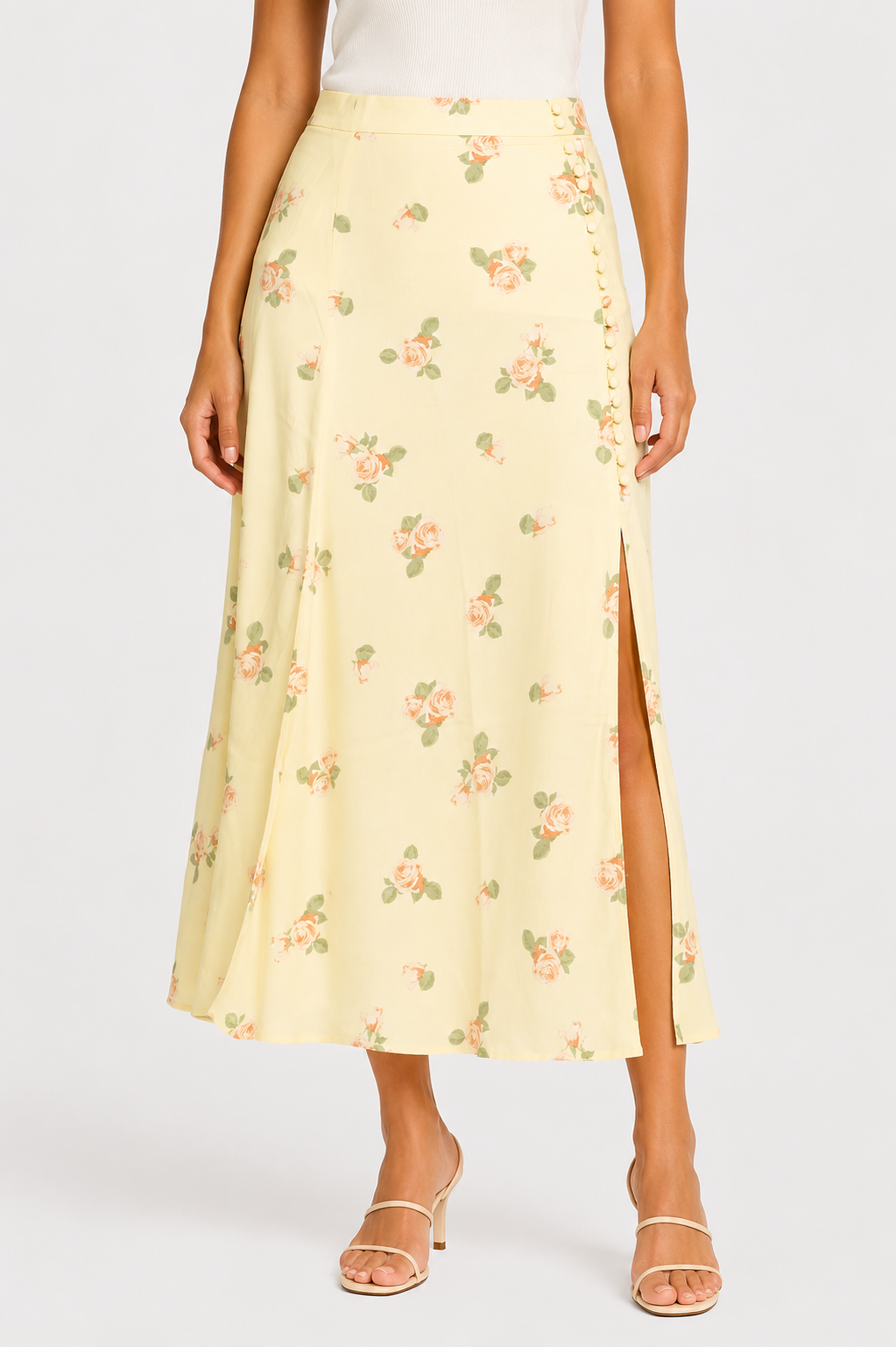 GLAMOROUS Gonna Midi Gialla a Fiori