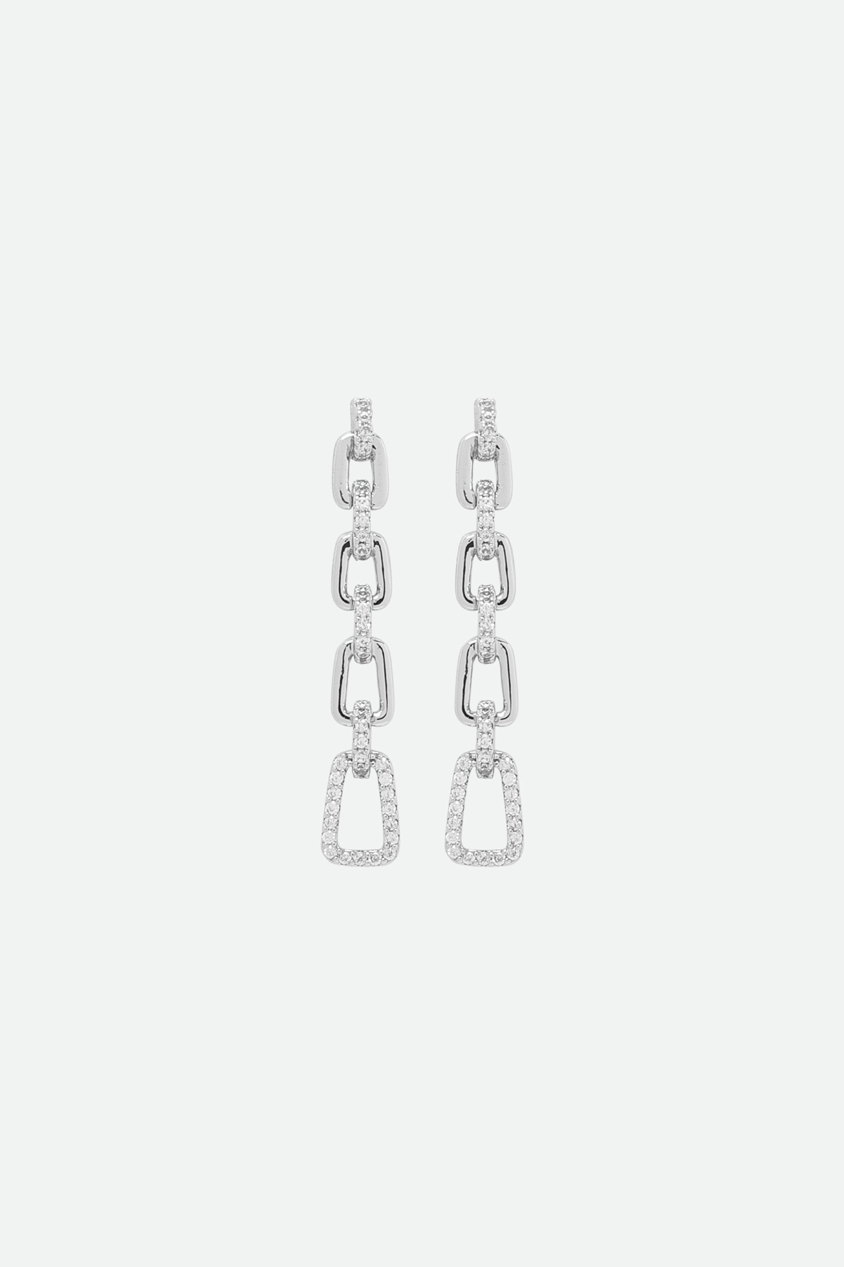 Melusina Bijoux Silver Chain Earrings