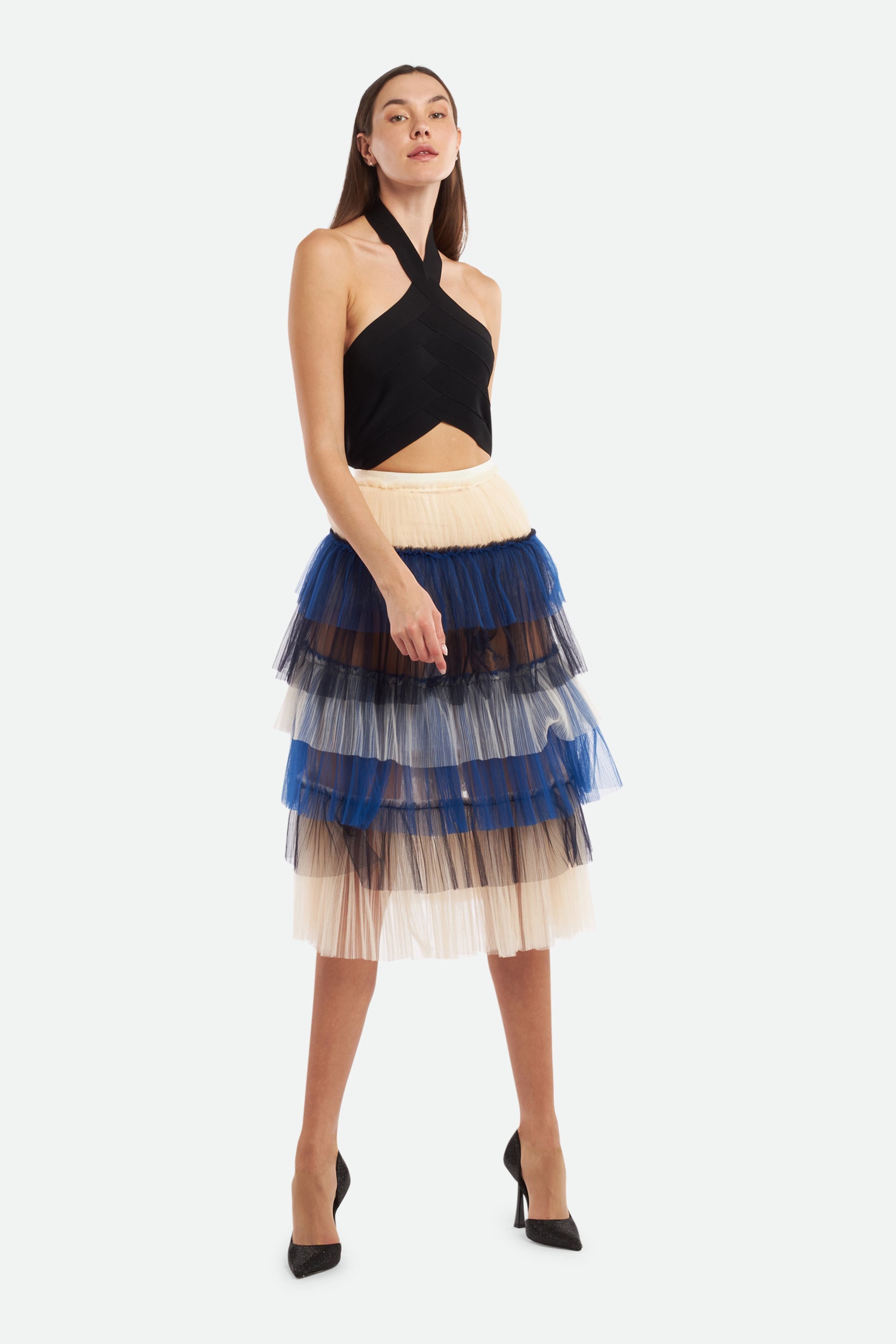 Elisabetta Franchi Gonna in Tulle Cobalto