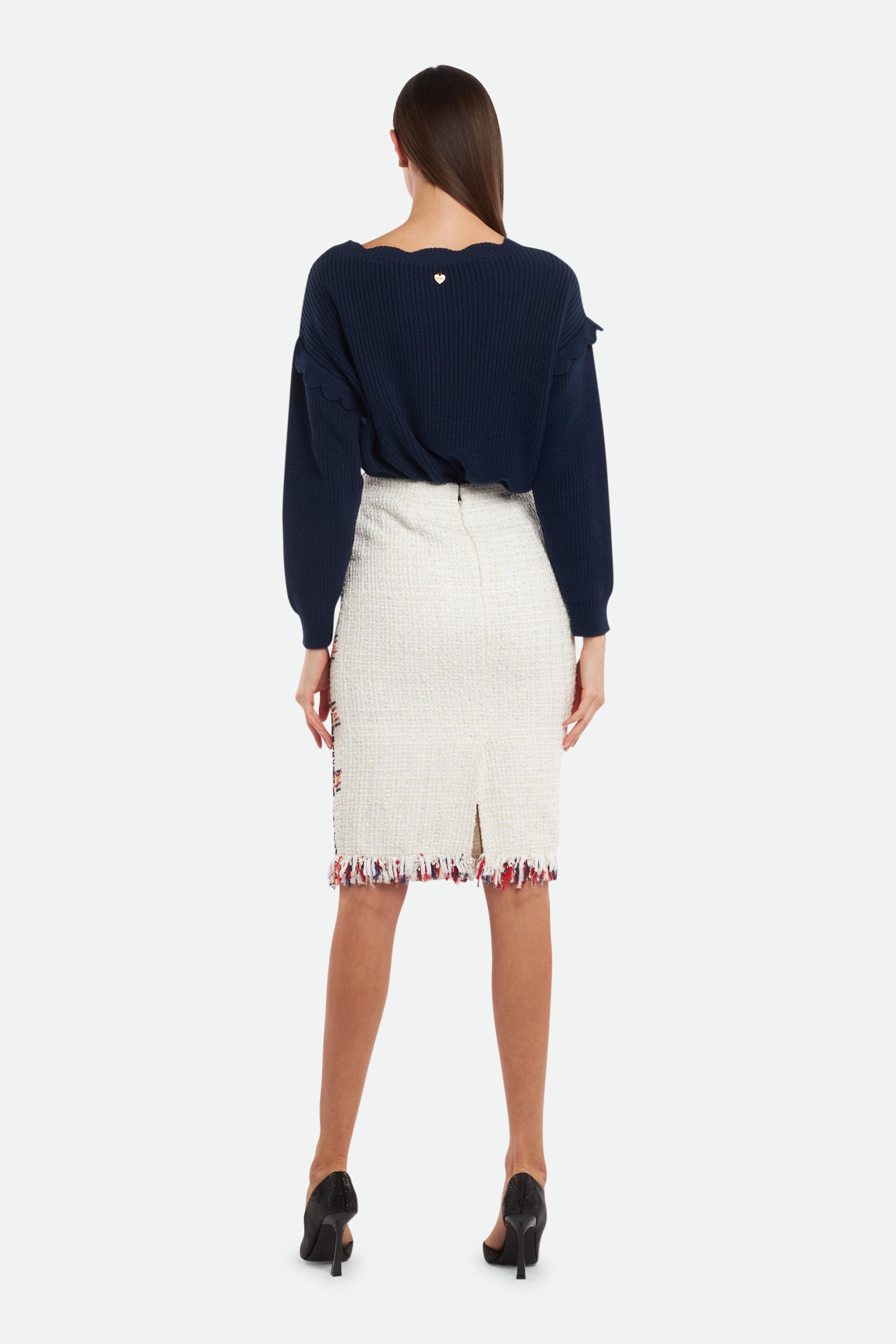 Elisabetta Franchi Beige Longuette Skirt