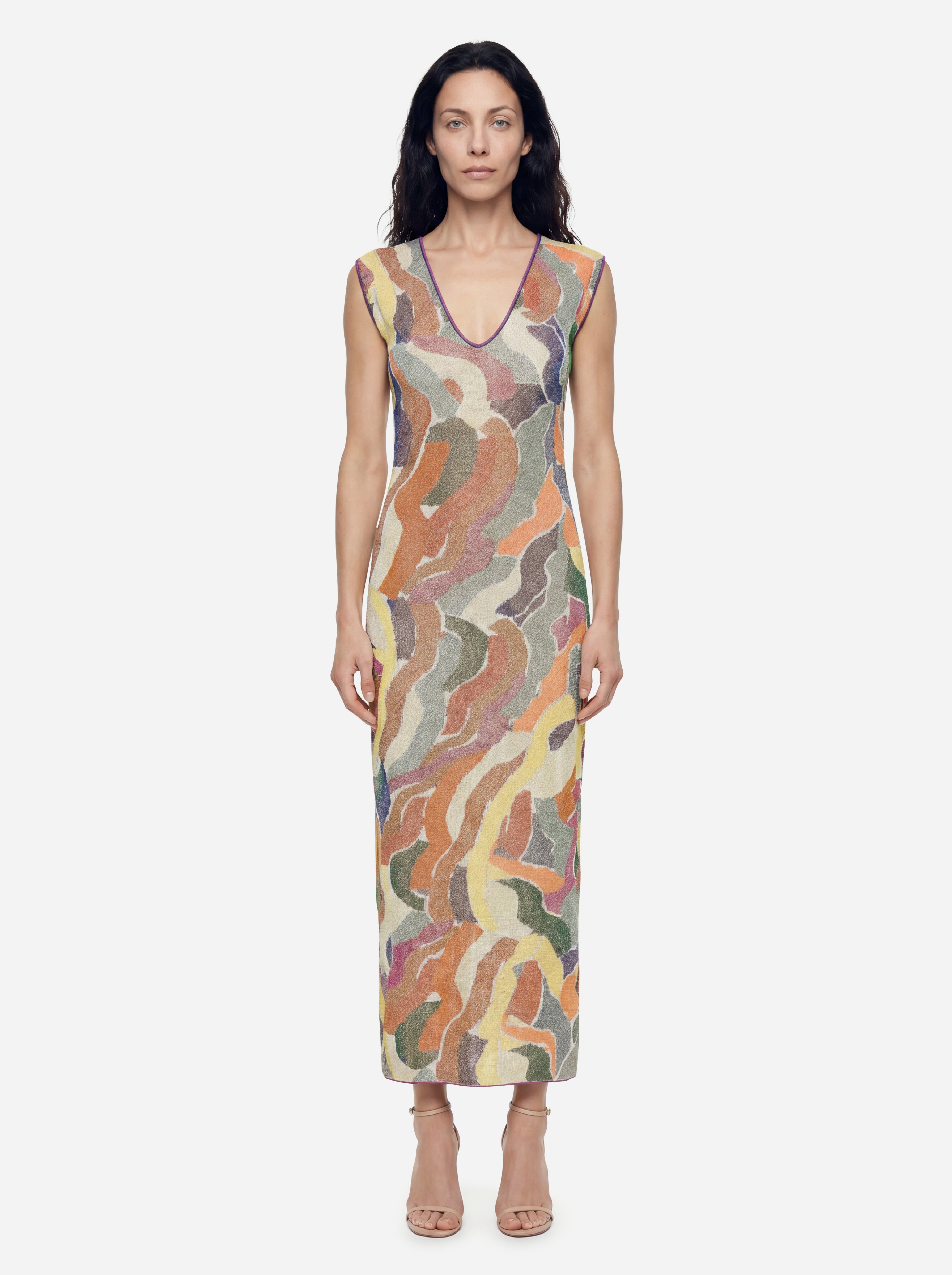 Circus Hotel Multicolor Print Midi Dress
